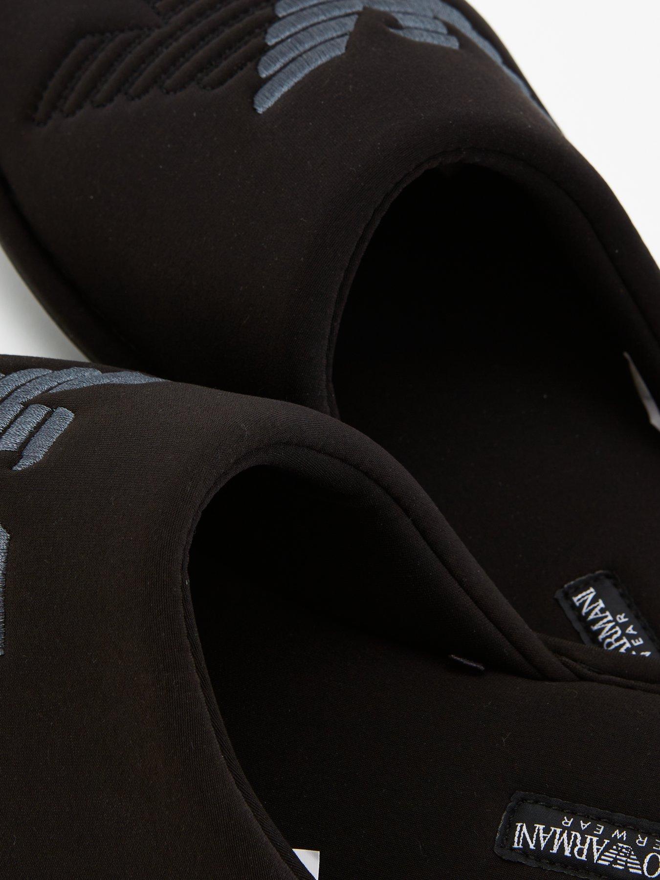 Image 6 of 7 of Emporio Armani Bodywear Emporio Armani Bodywear Eagle Logo Neo Mule Slippers - Black