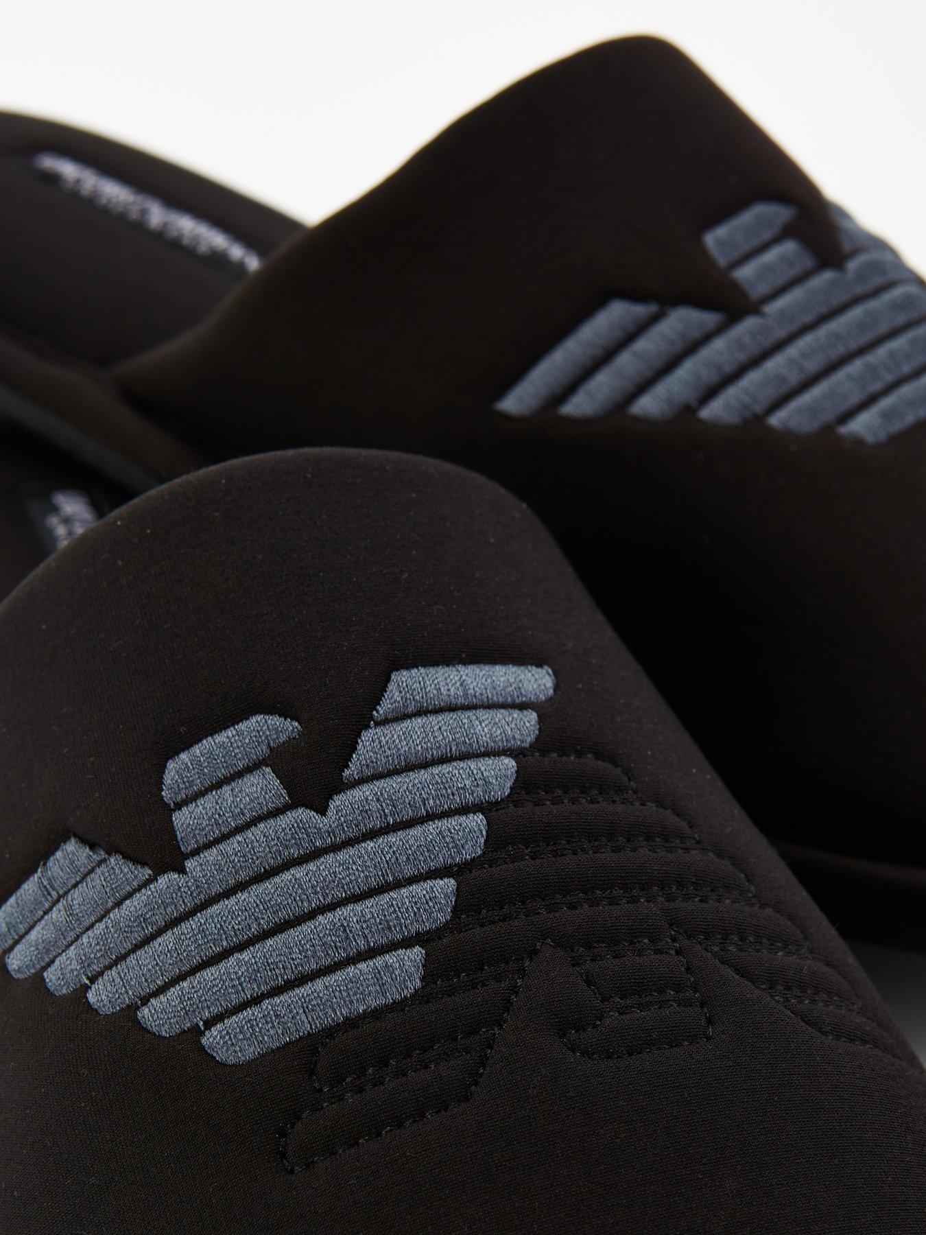 Image 7 of 7 of Emporio Armani Bodywear Emporio Armani Bodywear Eagle Logo Neo Mule Slippers - Black