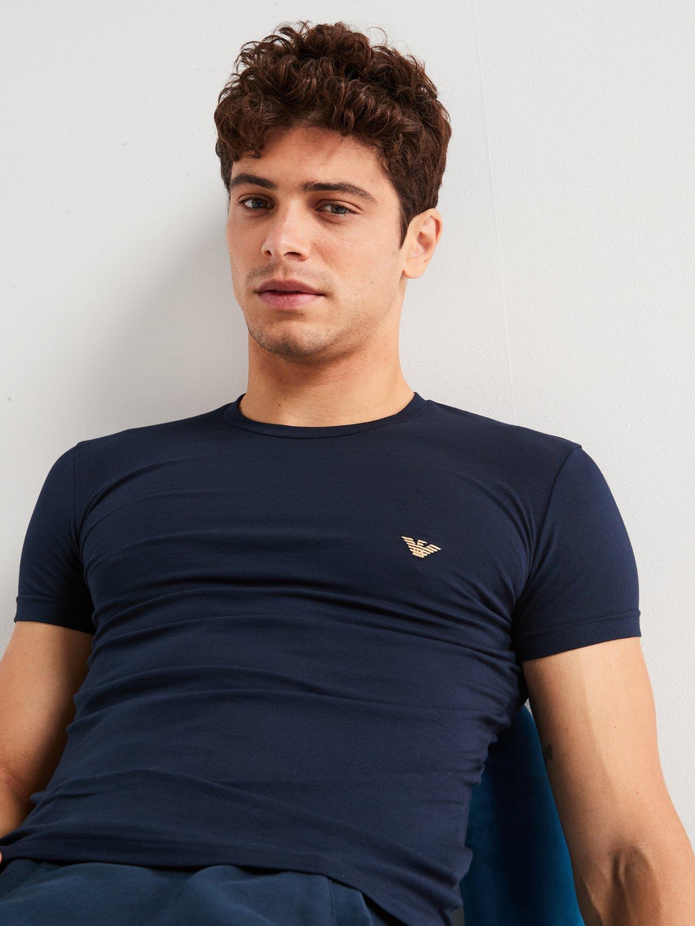 Image 5 of 6 of Emporio Armani Bodywear Emporio Armani Bodywear Left Chest Eagle Logo T-Shirt - Navy