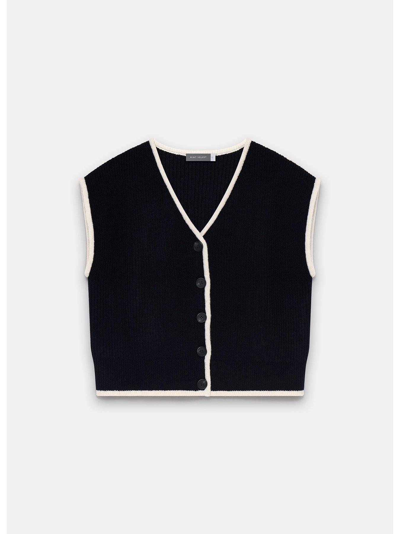 mint-velvet-navy-tipped-sleeveless-cardigandetail