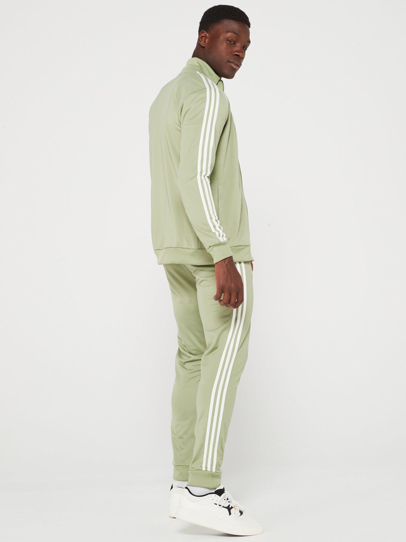 adidas-sportswear-mens-3-stripe-tricot-tracksuit-greenstillFront