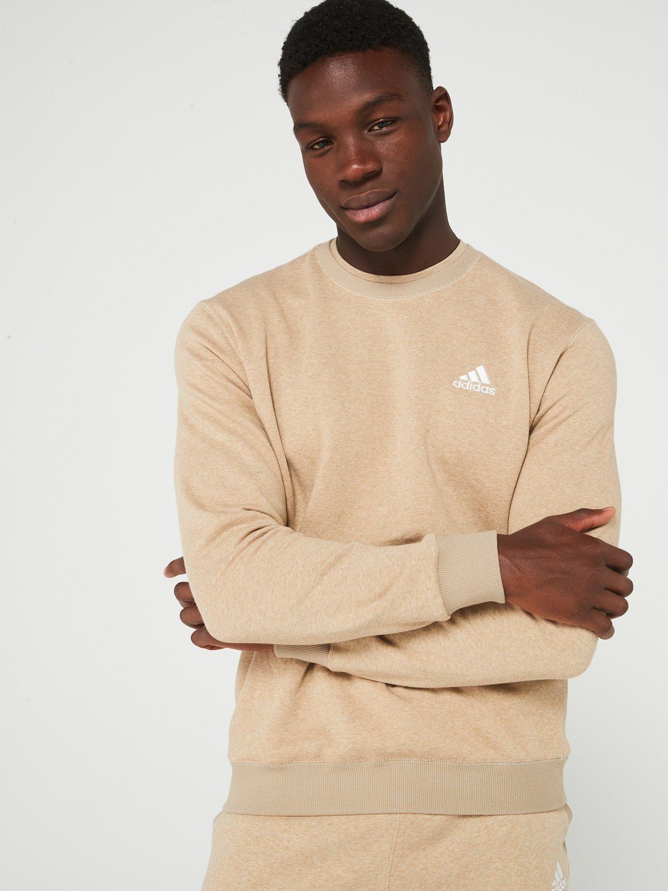 adidas-sportswear-mens-melange-sweat-brownfront