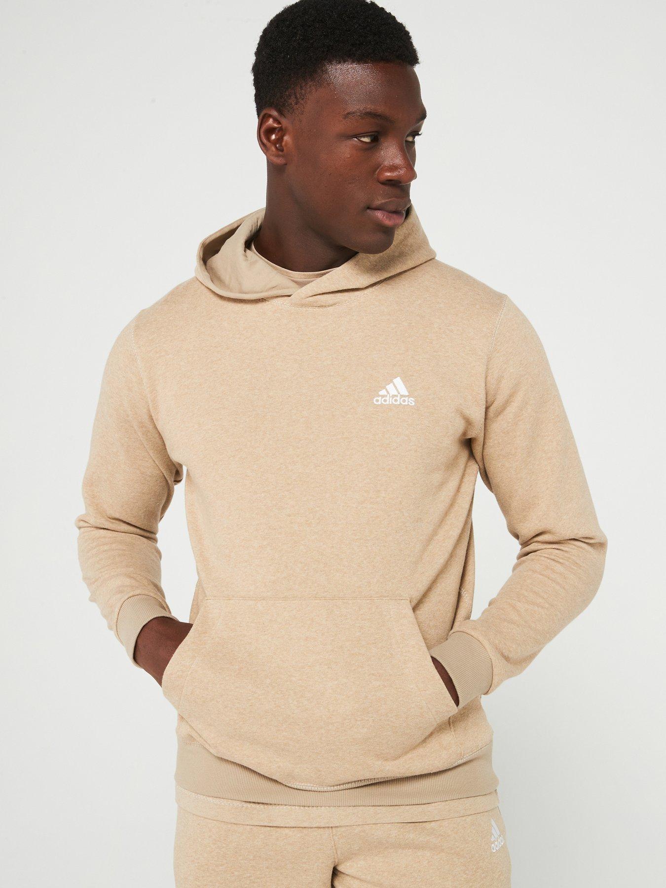 adidas-sportswear-mens-melange-hoodie-brown