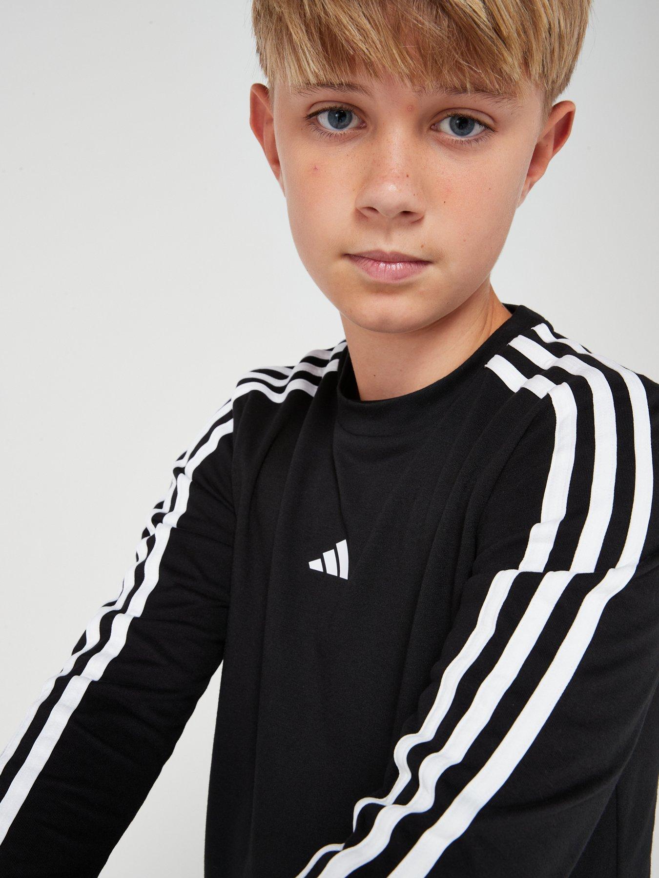 adidas-junior-boys-train-essentials-3-stripe-long-sleeve-top-blackwhitedetail