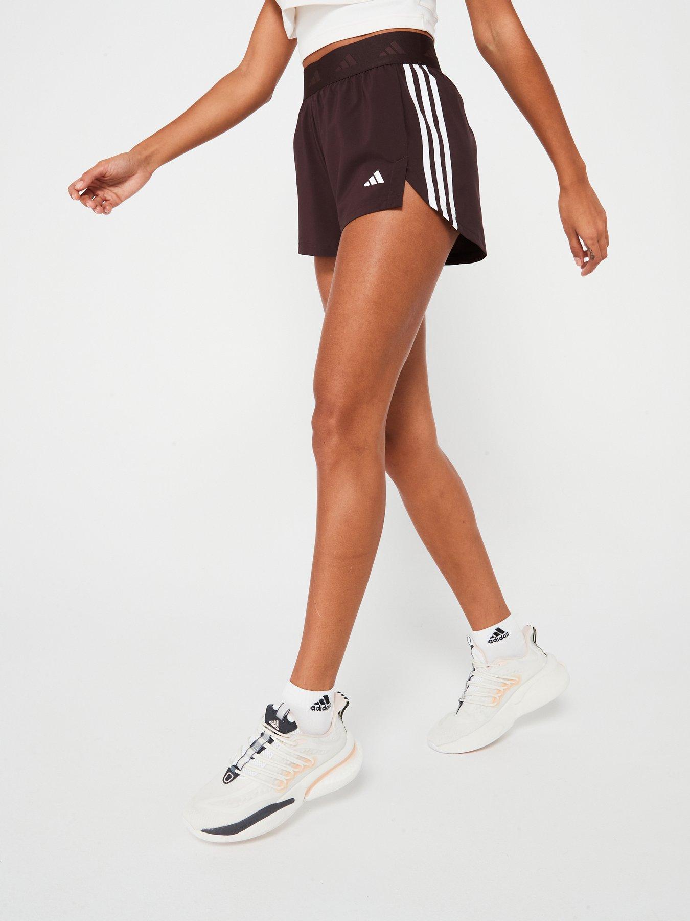 adidas-womens-training-hyperglam-woven-shorts-brownfront