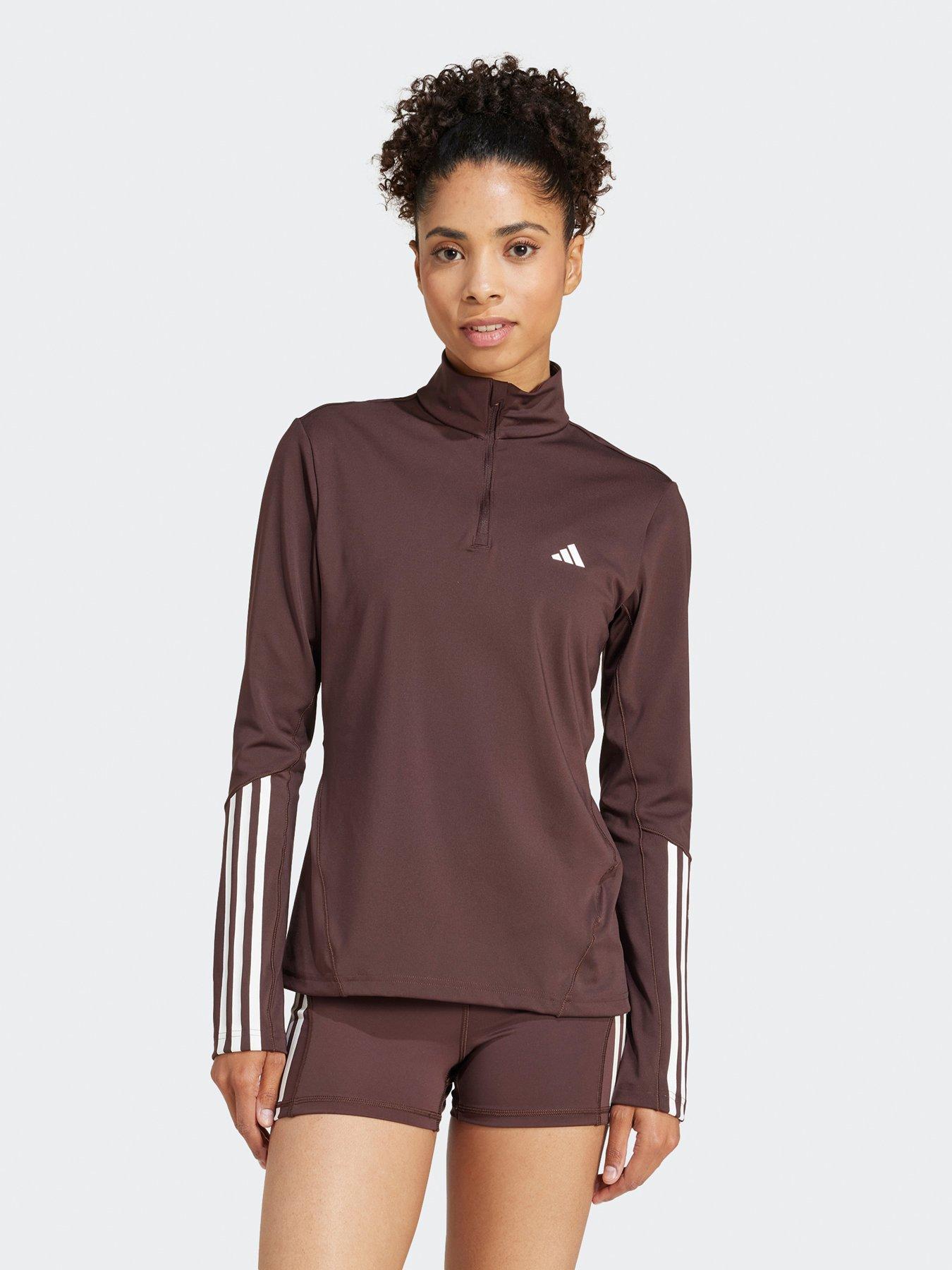 adidas-womens-training-hyperglam-14-zip-top-brown