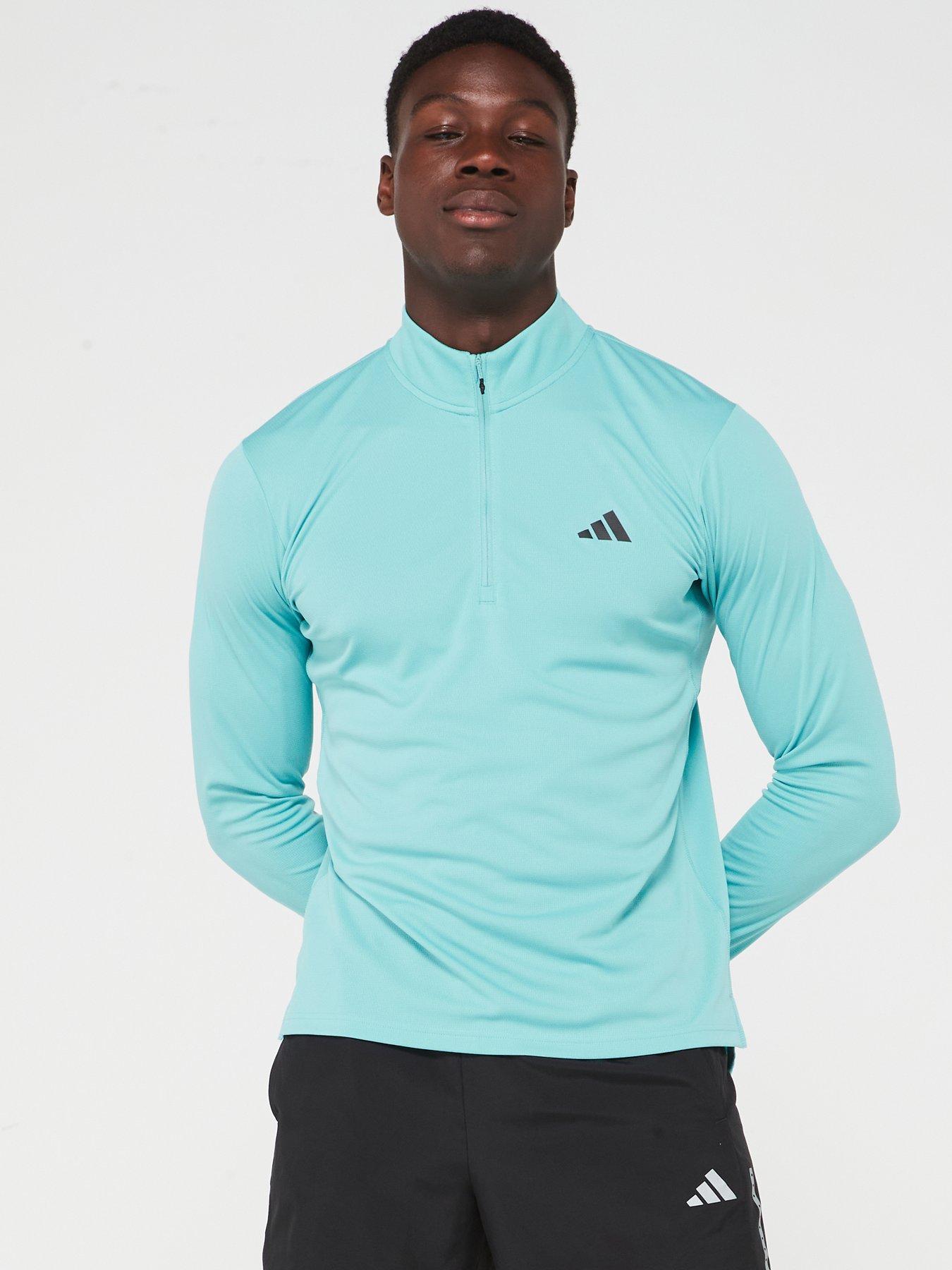 adidas-mens-train-essentials-14-zip-top-green