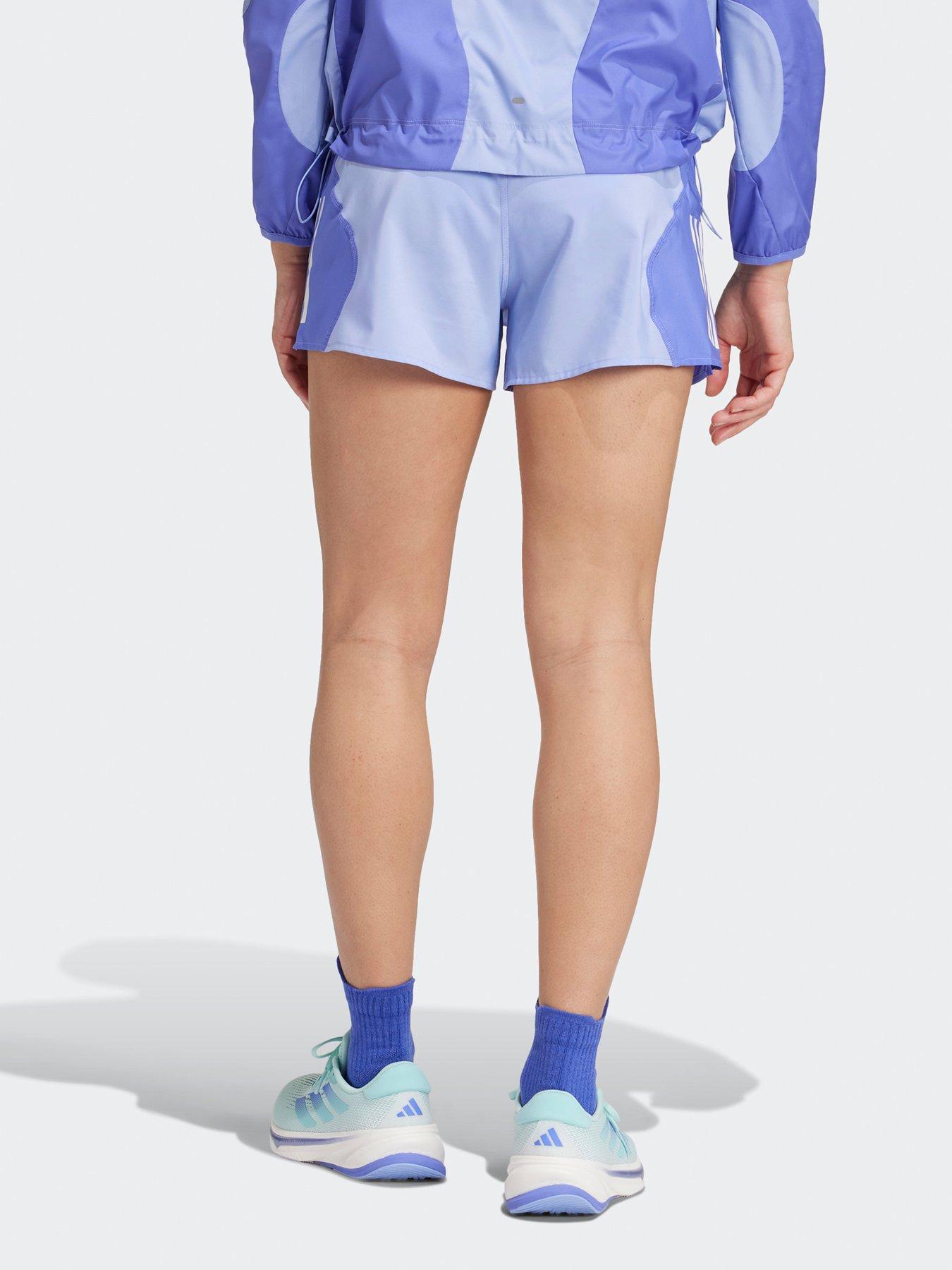 adidas-womens-running-own-the-run-colour-block-4inch-shorts-bluestillFront