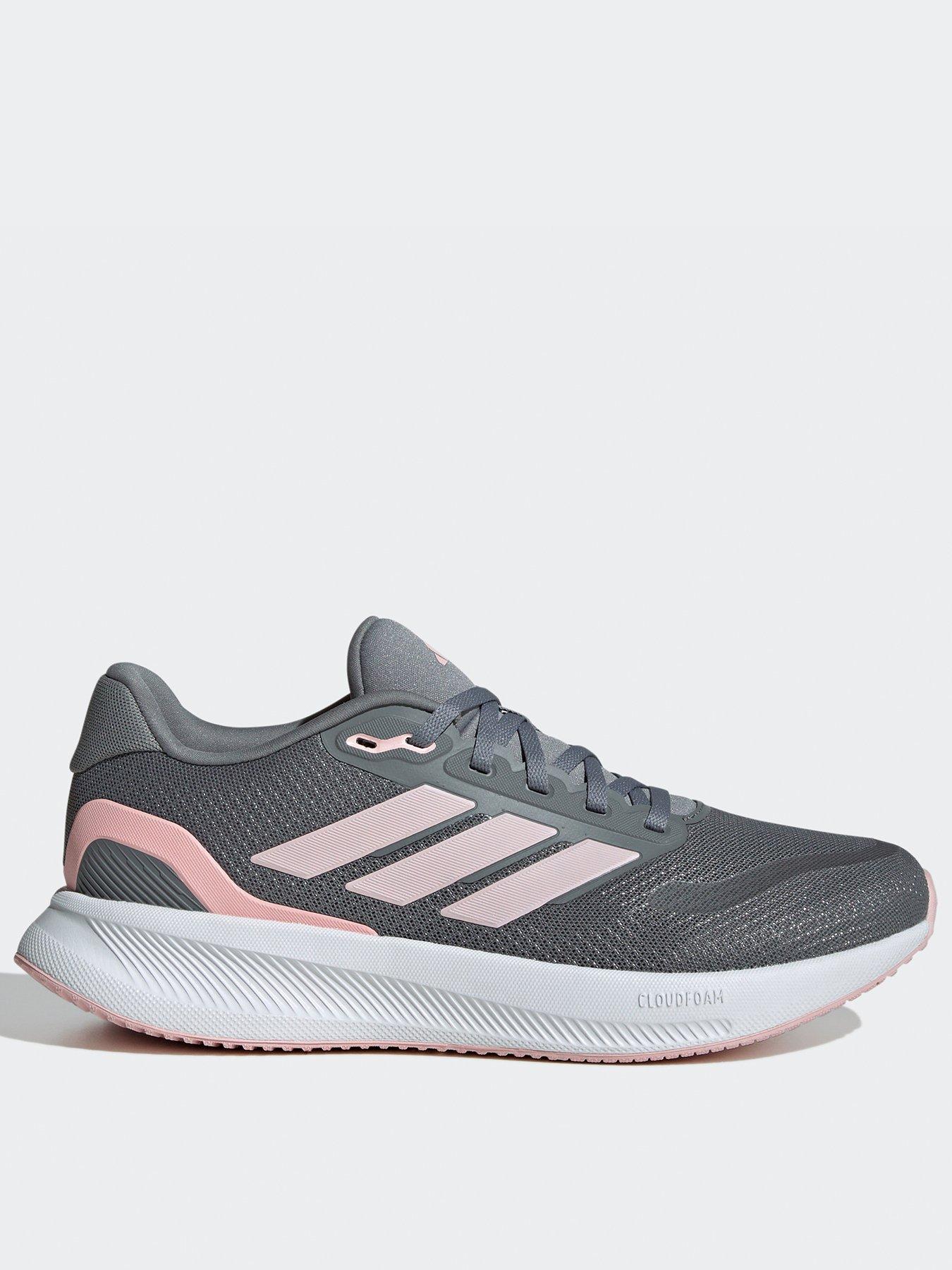 Image of adidas Women's Running Runfalcon 5 Trainers - Grey/Sandy Pink/White
