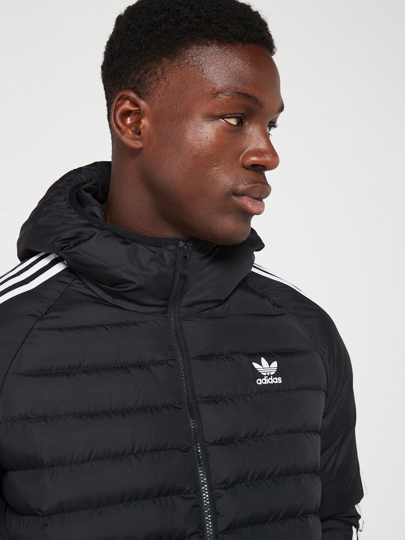 adidas-originals-mens-padded-hooded-jacket-blackwhtieoutfit