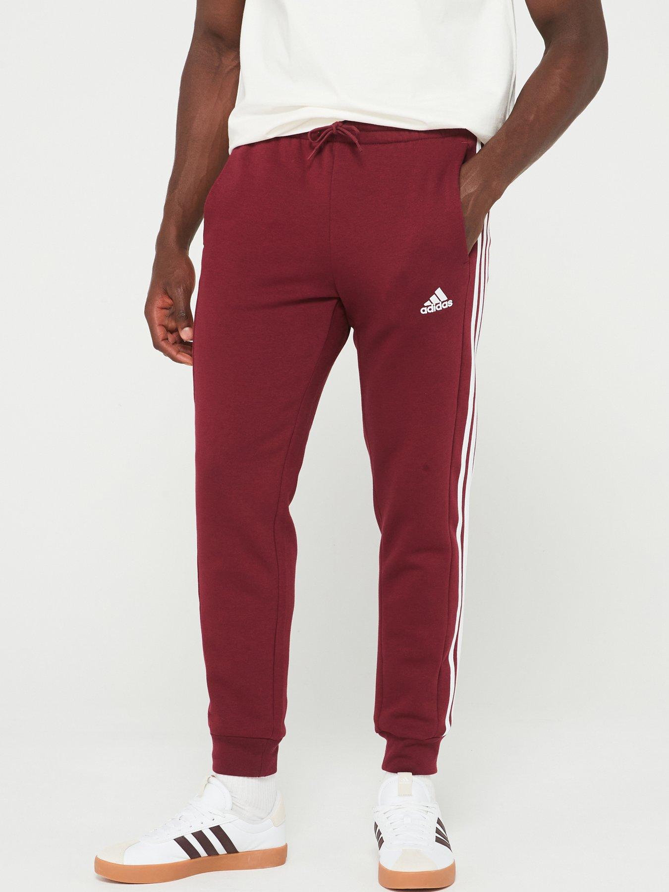 adidas-sportswear-mens-3-stripe-fleece-tricot-pant-red