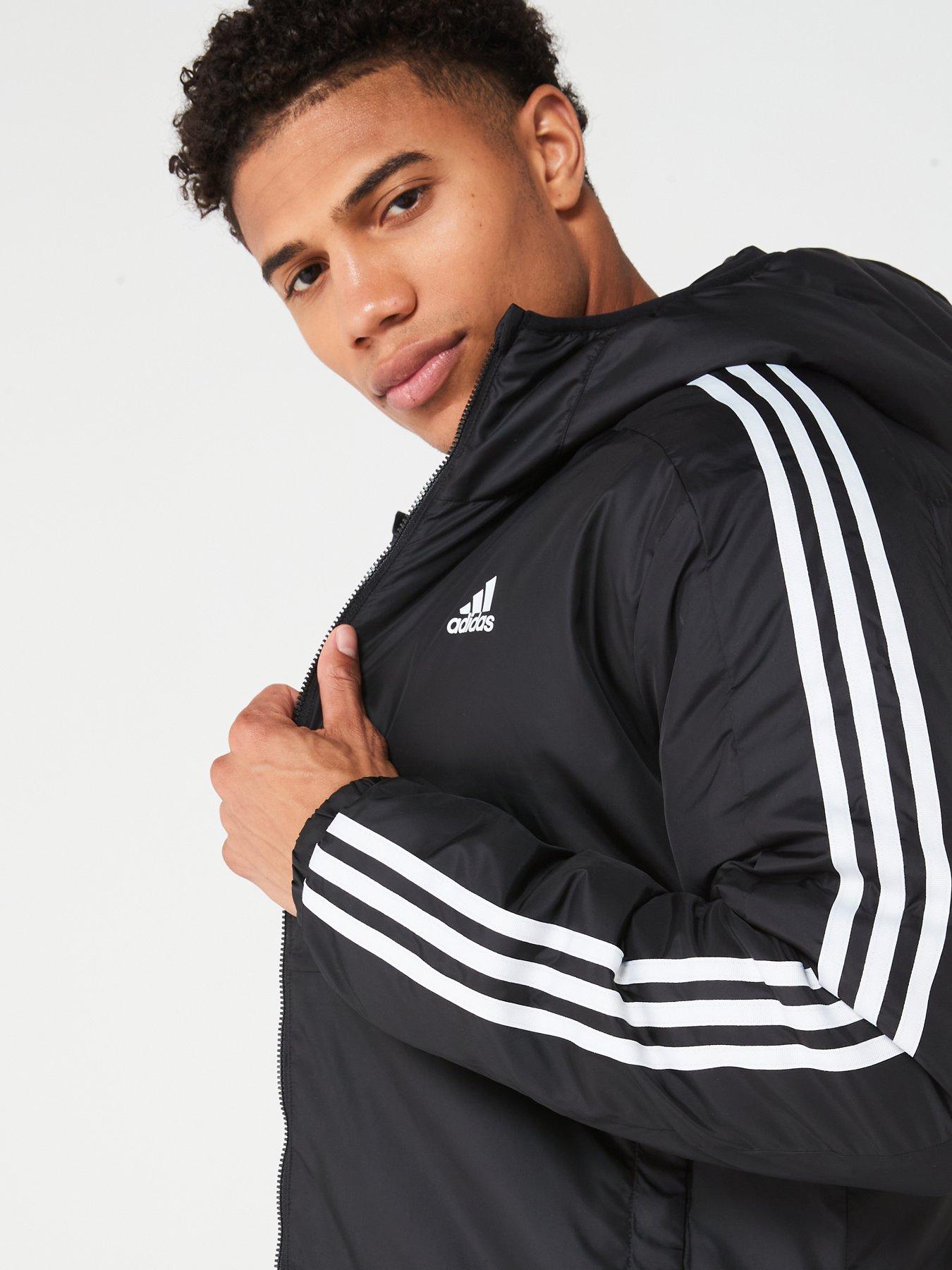 adidas-sportswear-mens-essentials-3-stripe-insulation-hooded-jacket-blackoutfit