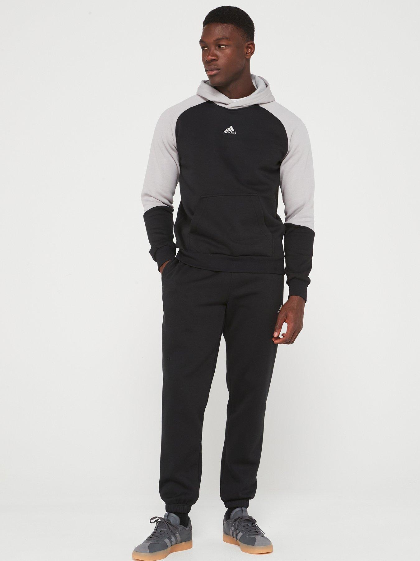 adidas-sportswear-mens-fleece-colourblock-tracksuit-blackgrey