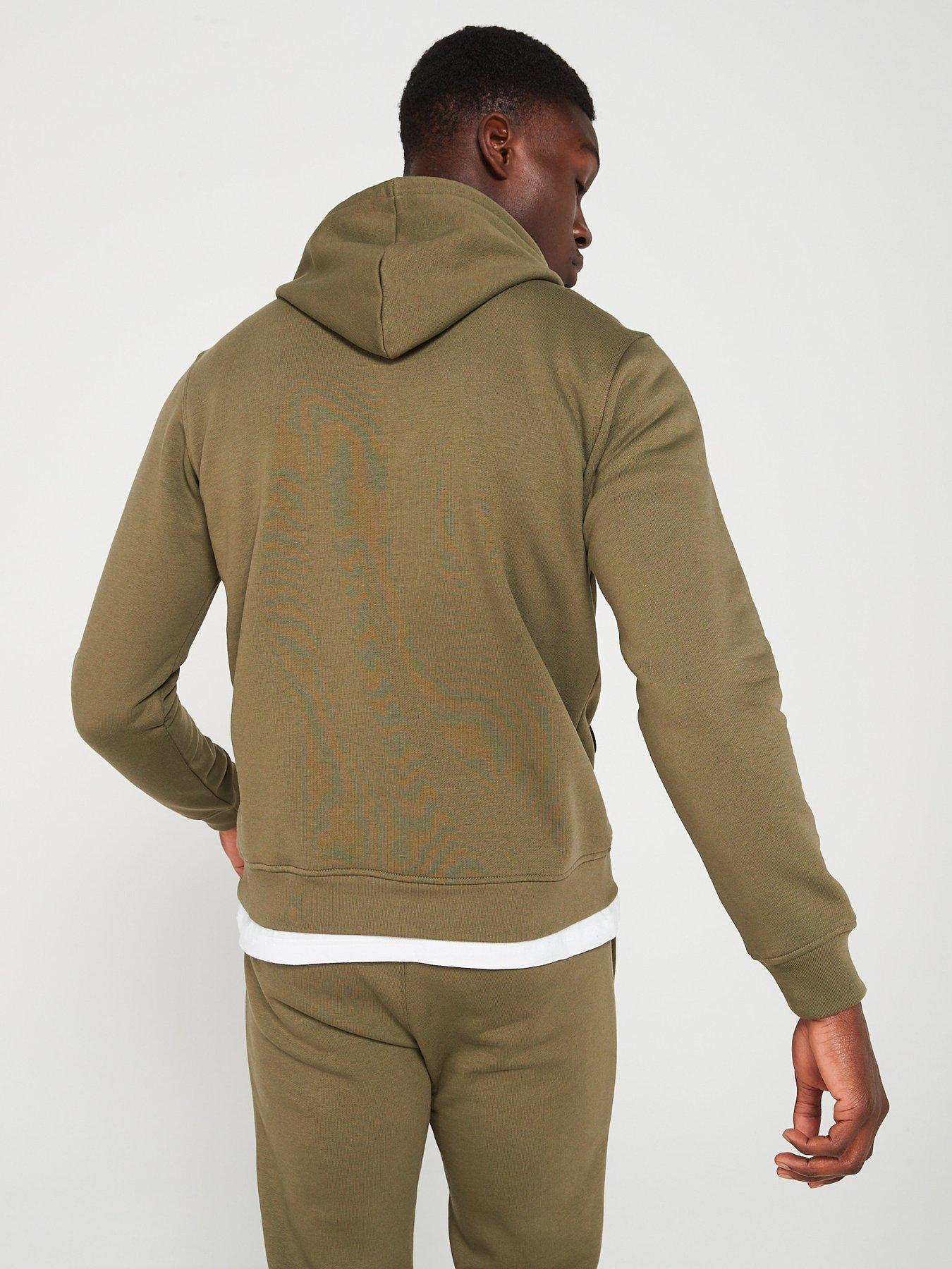 adidas-originals-mens-essential-trefoil-hoodie-olivestillFront