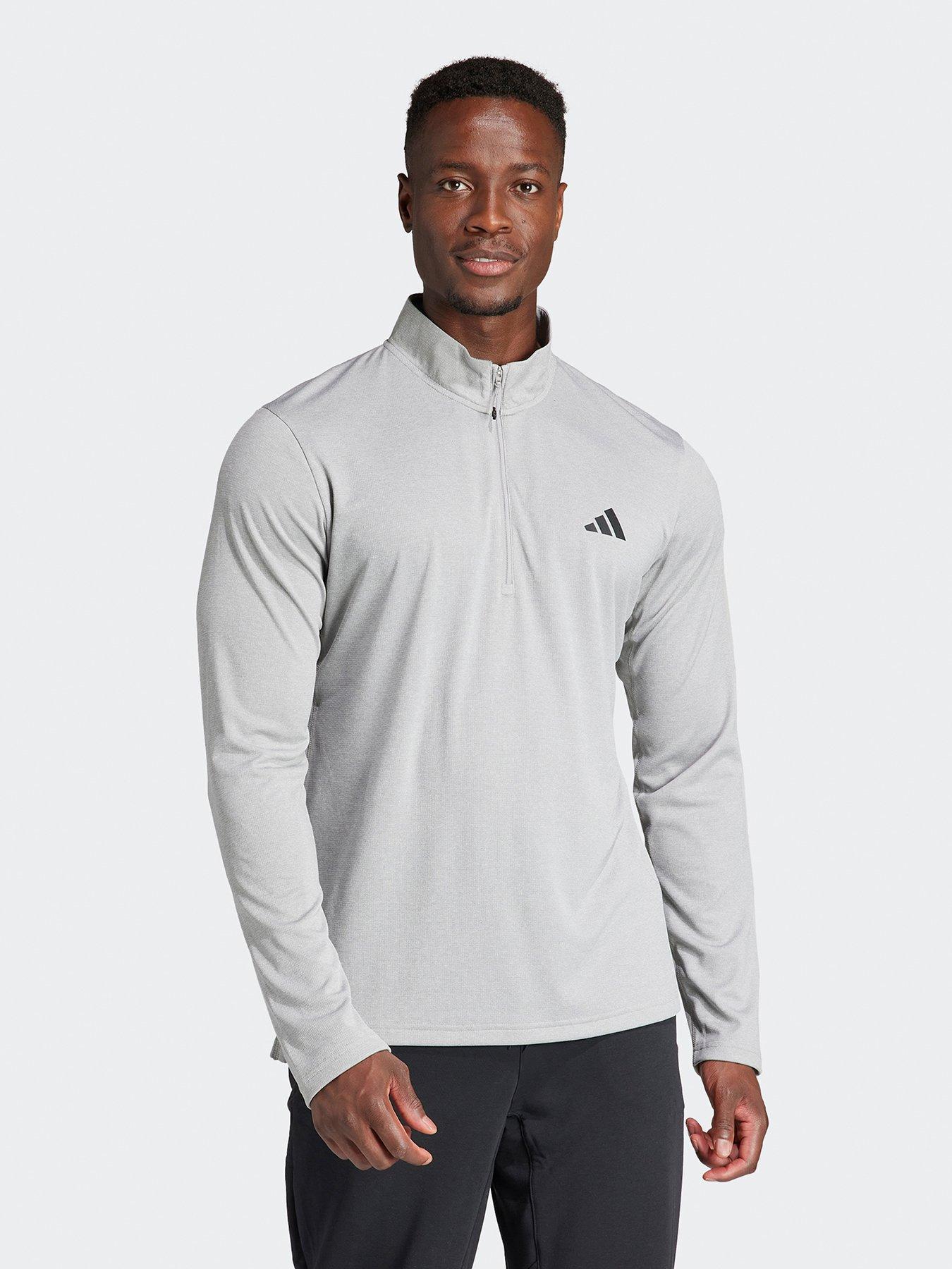 adidas-mens-train-essentials-14-zip-top-grey