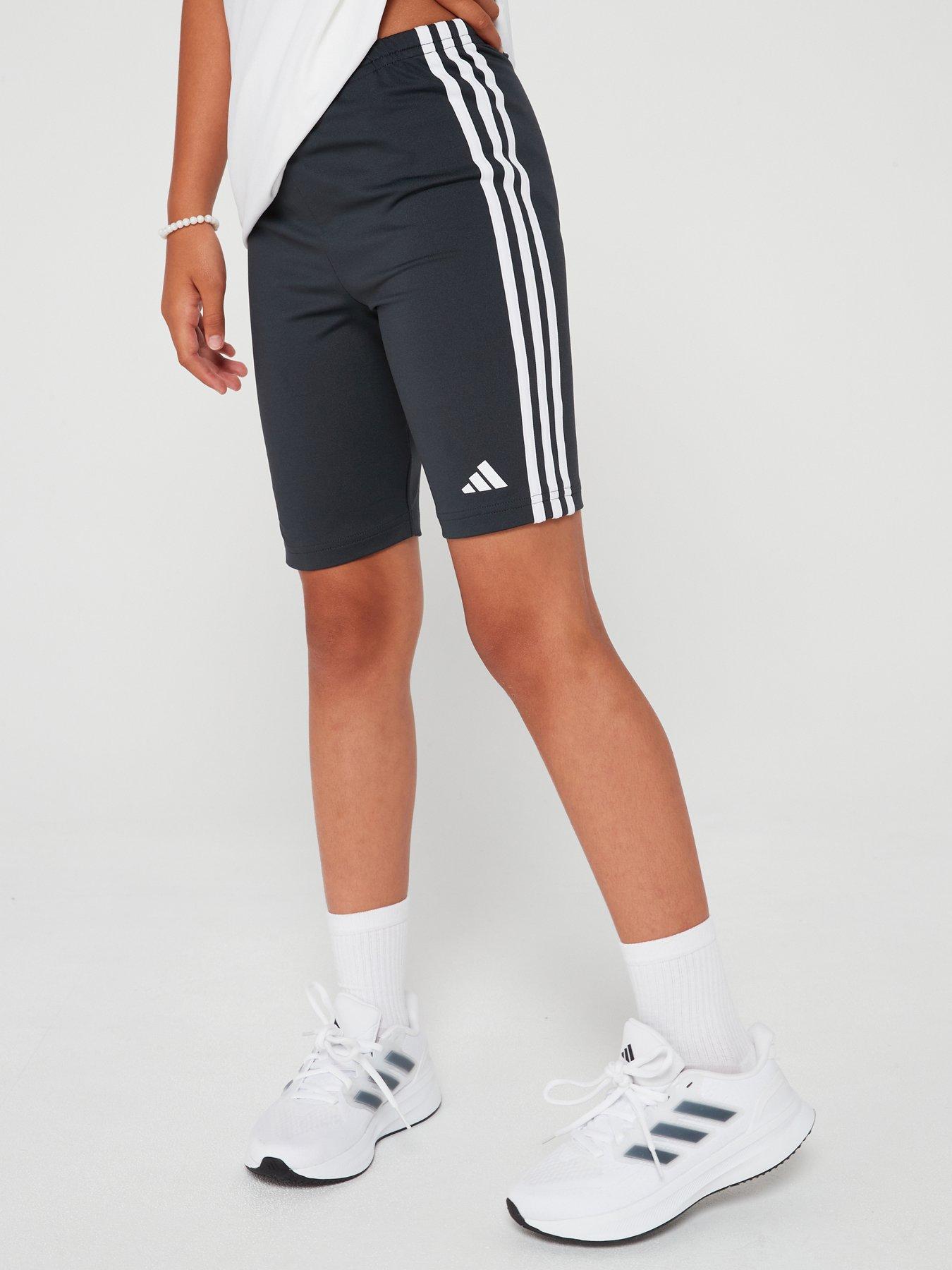 adidas-junior-girls-train-essentials-3-stripe-bike-shorts-blackwhite