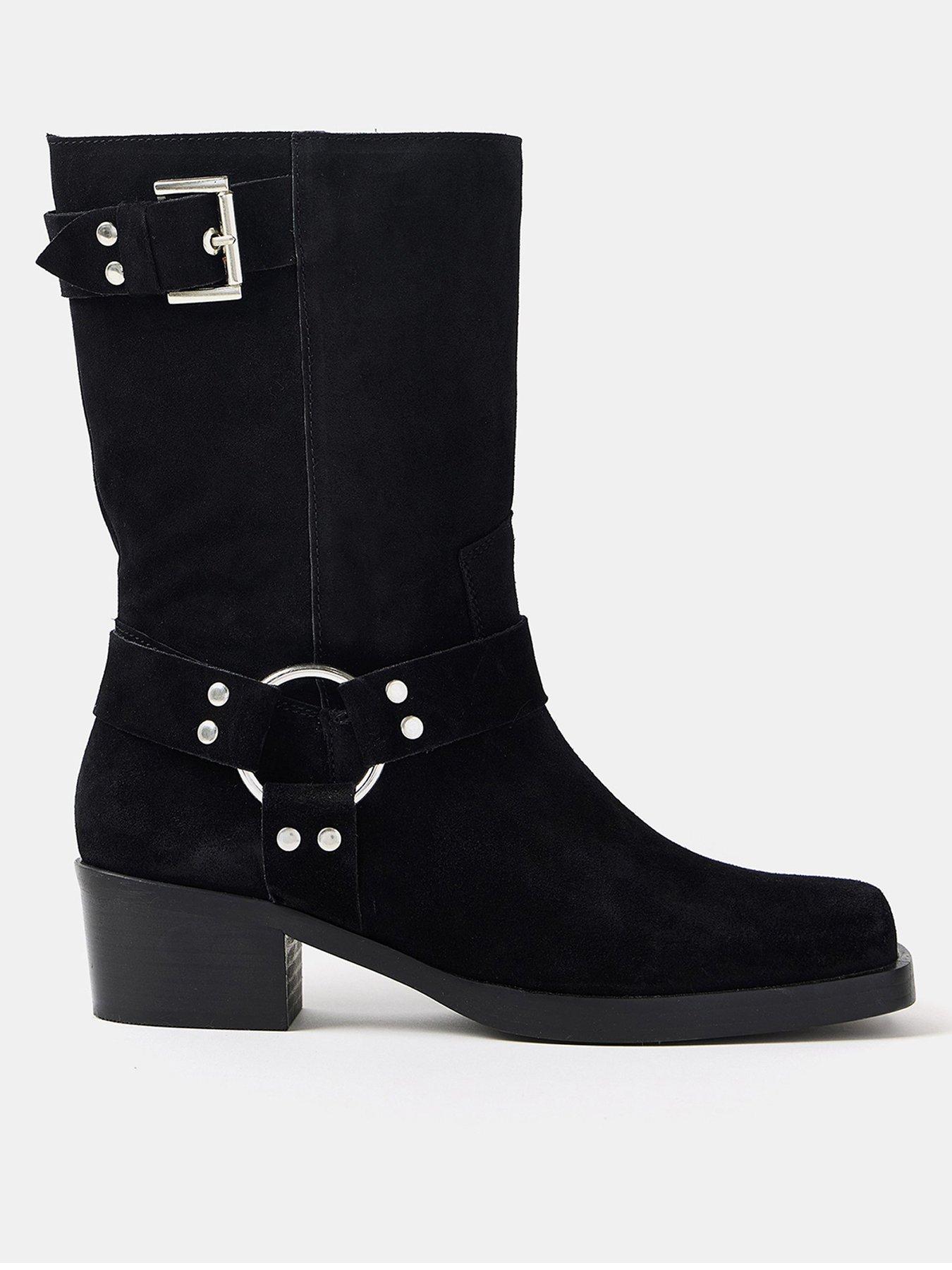 mint-velvet-ted-black-suede-biker-bootfront