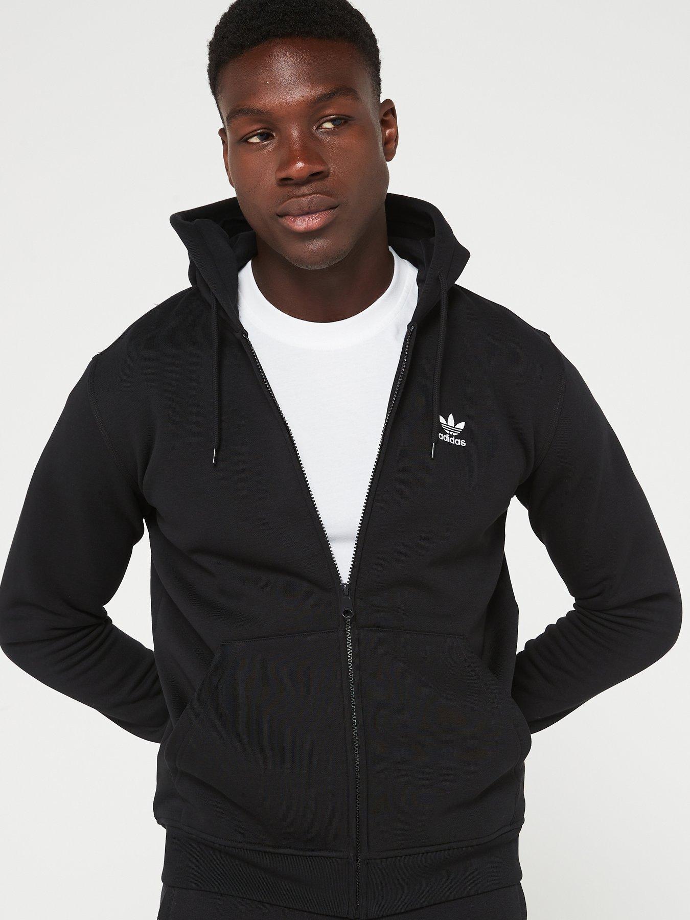 Mens Essentials Full Zip Hoodie Black