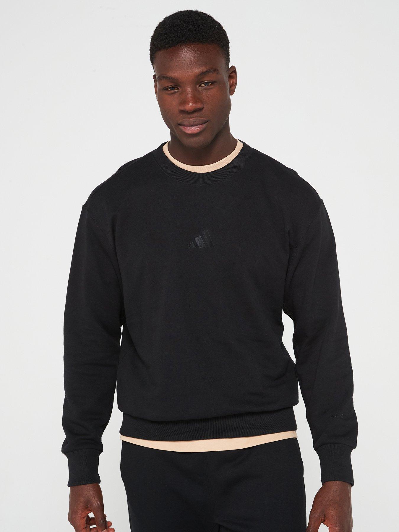 adidas Sportswear Mens All Season French Terry Crew Sweatshirt - Black