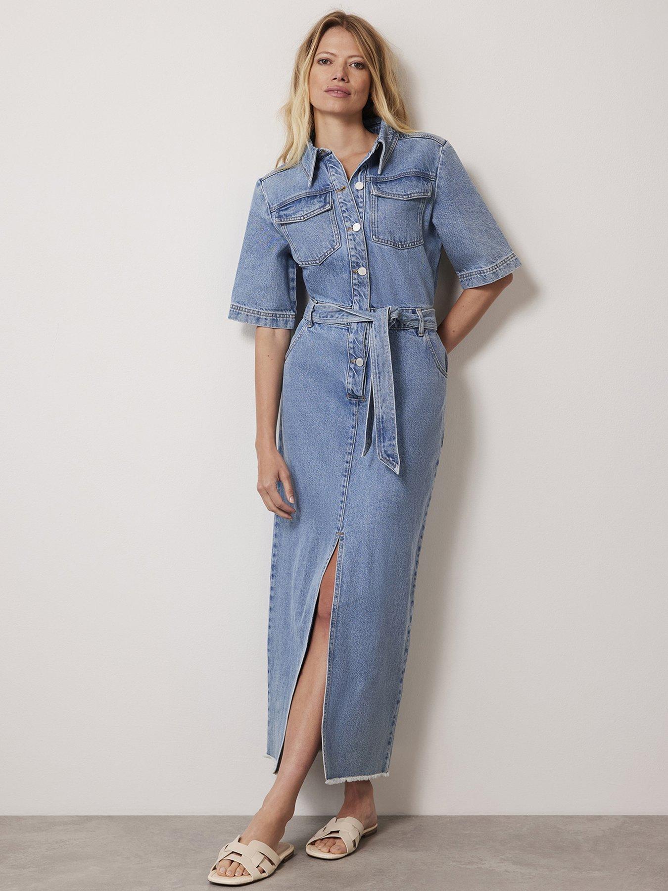 mint-velvet-belted-denim-midi-dress-bluefront