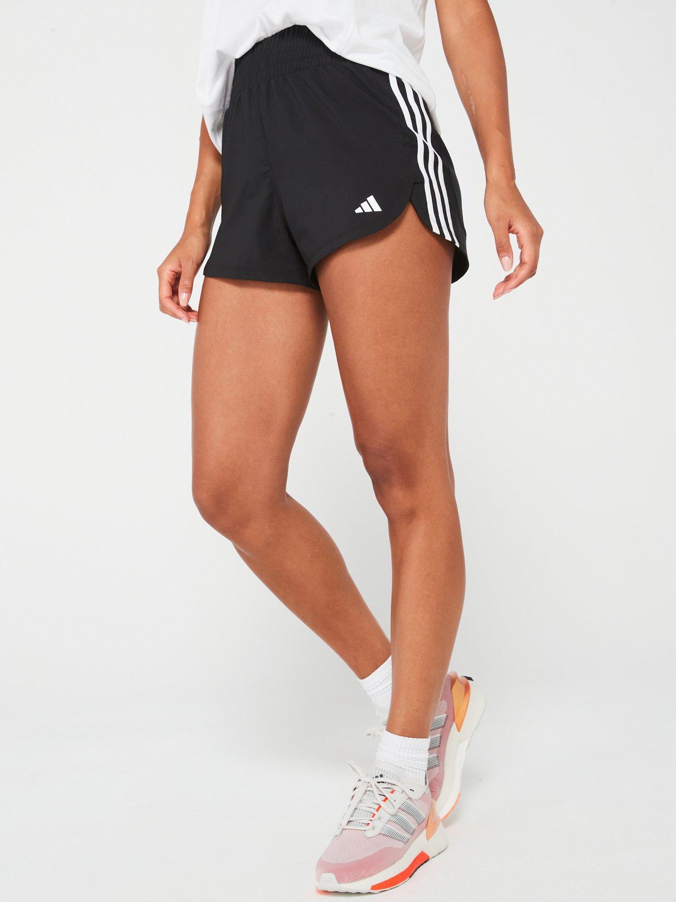 adidas Womens Training Pacer Woven High Waist 3In Shorts - Black/White