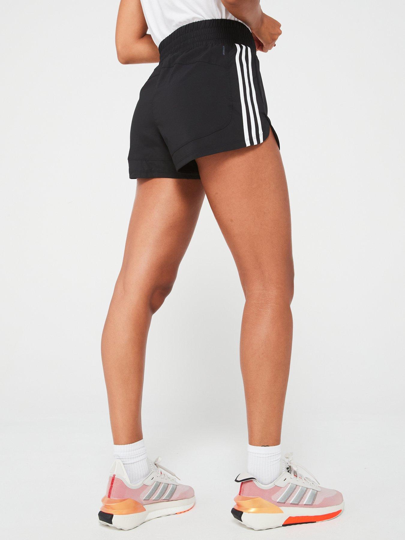 adidas-womens-training-pacer-woven-high-waist-3in-shorts-blackwhitestillFront