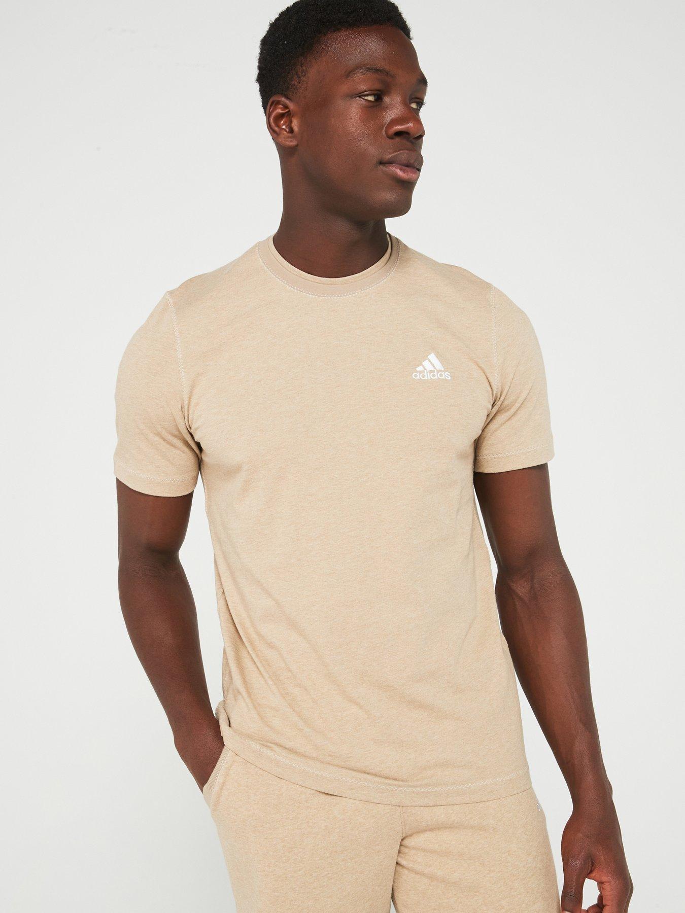 adidas-sportswear-mens-melange-tee-brownfront