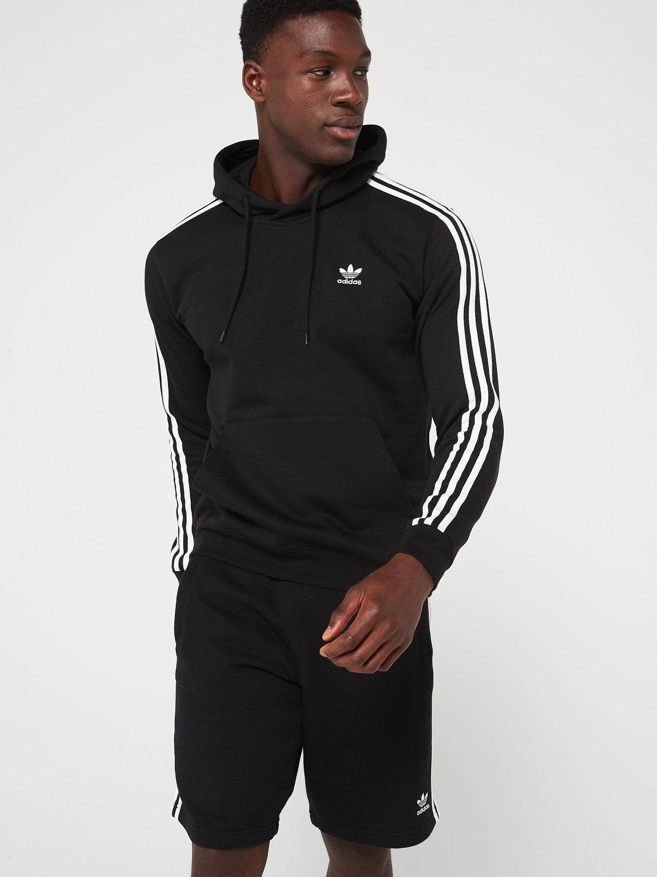 undefined Mens 3-stripes Hoodie - Black