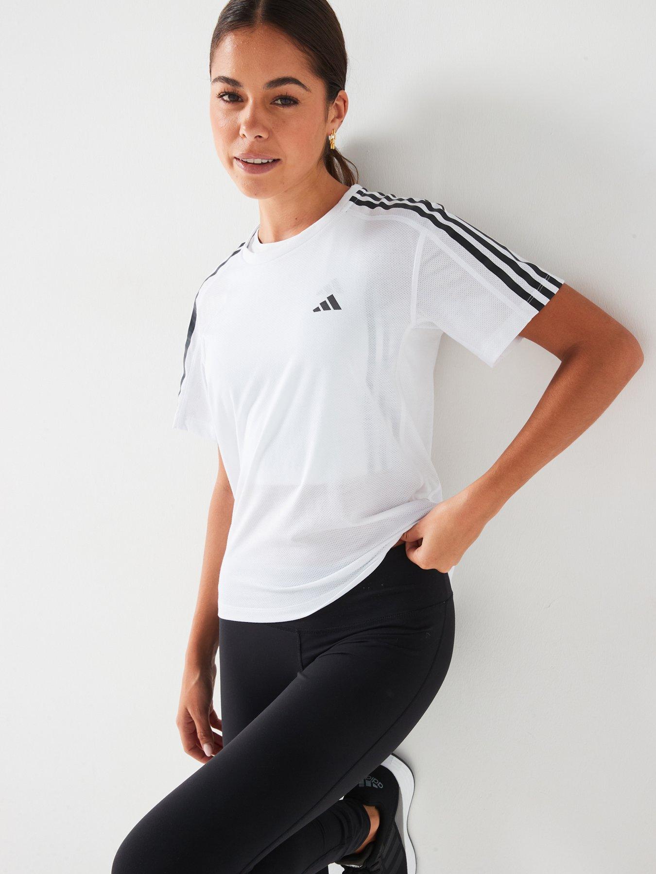 adidas Womens Running Own The Run E 3 Stripe T-Shirt - White