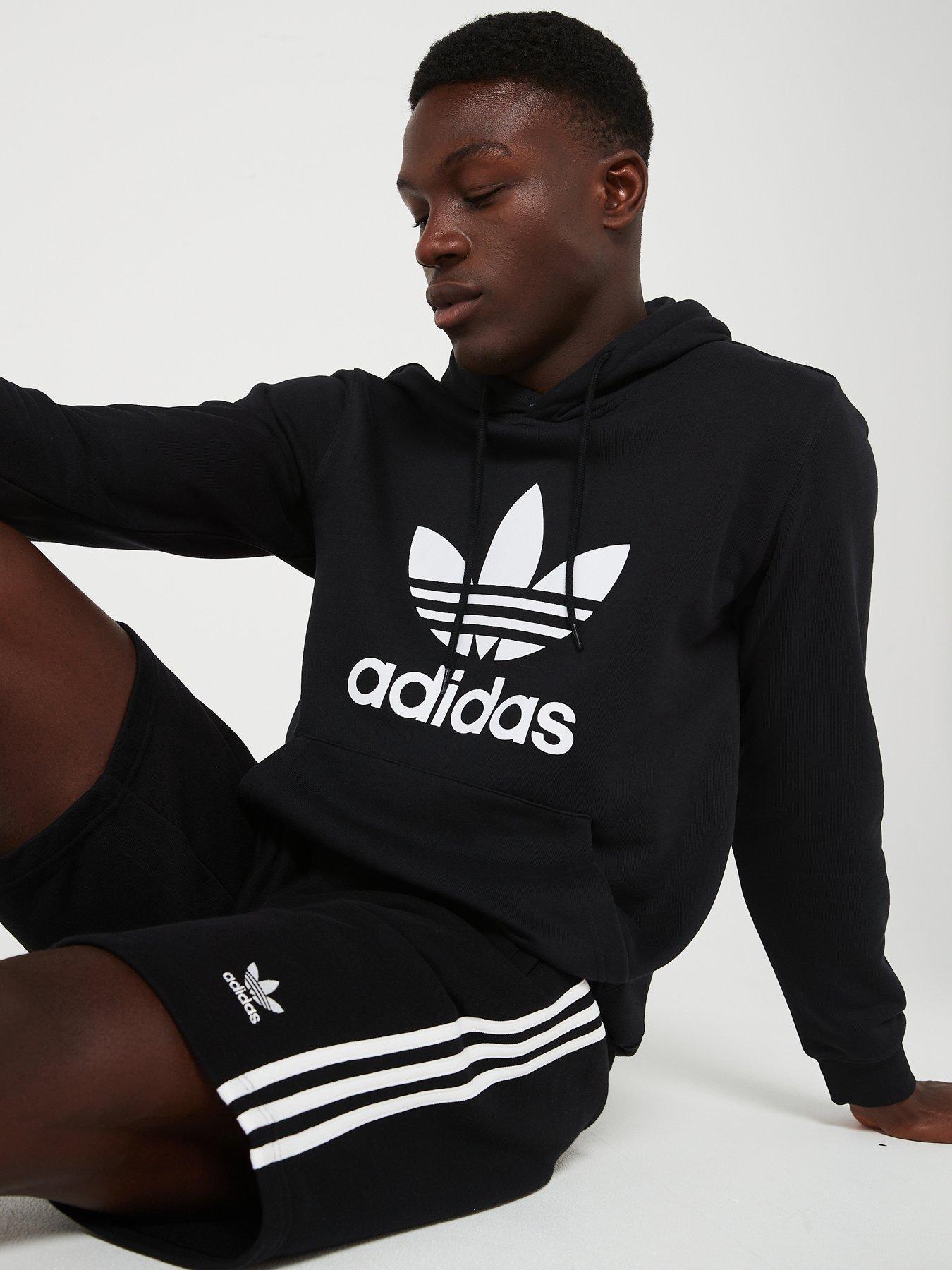 adidas-originals-mens-trefoil-hoodie-blackwhiteoutfit