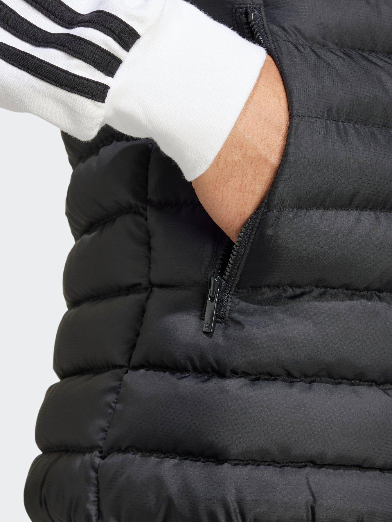 adidas-originals-mens-padded-vest-blackwhtieoutfit