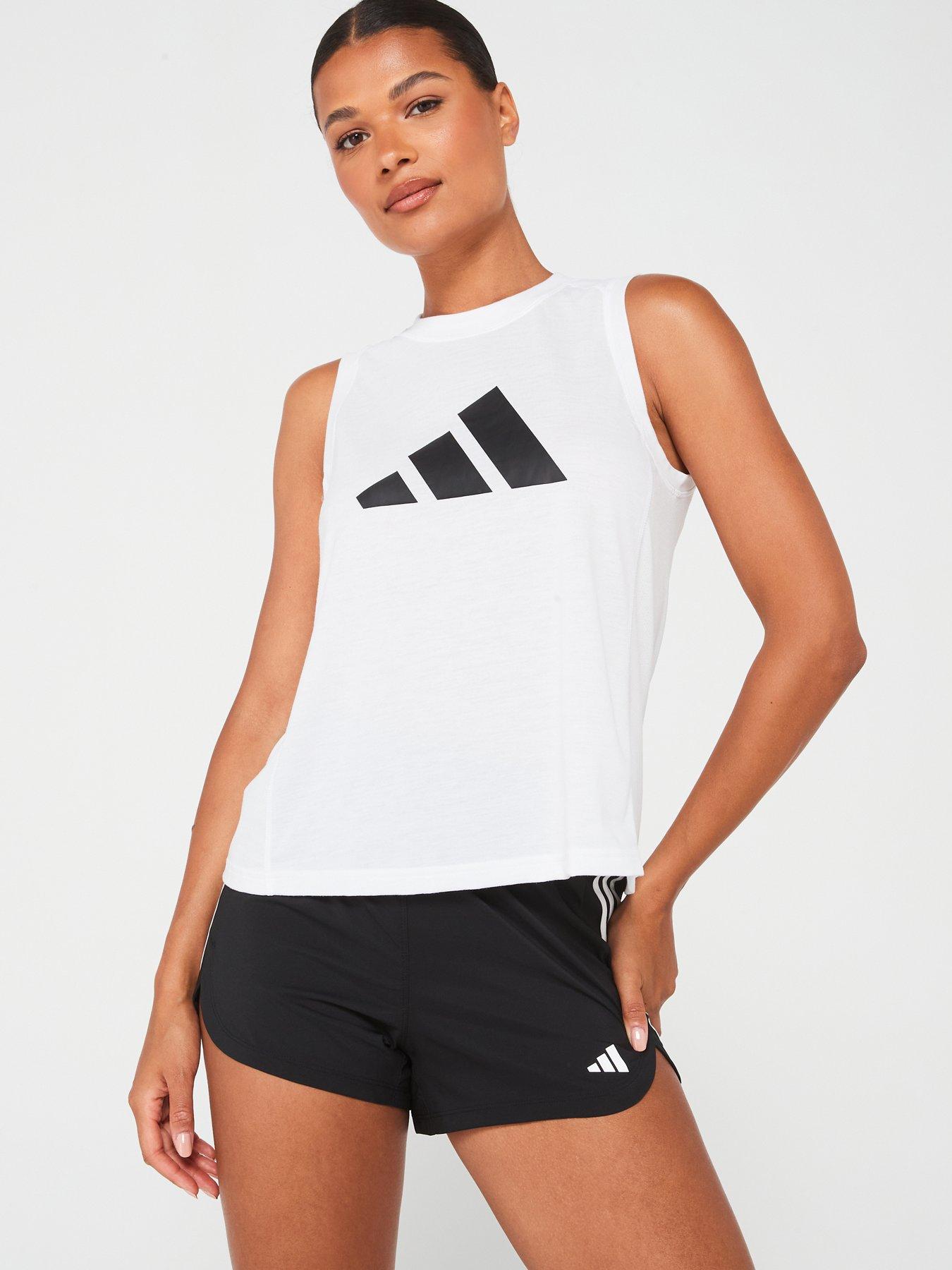 adidas Womens Train Essentials Logo Tank - White