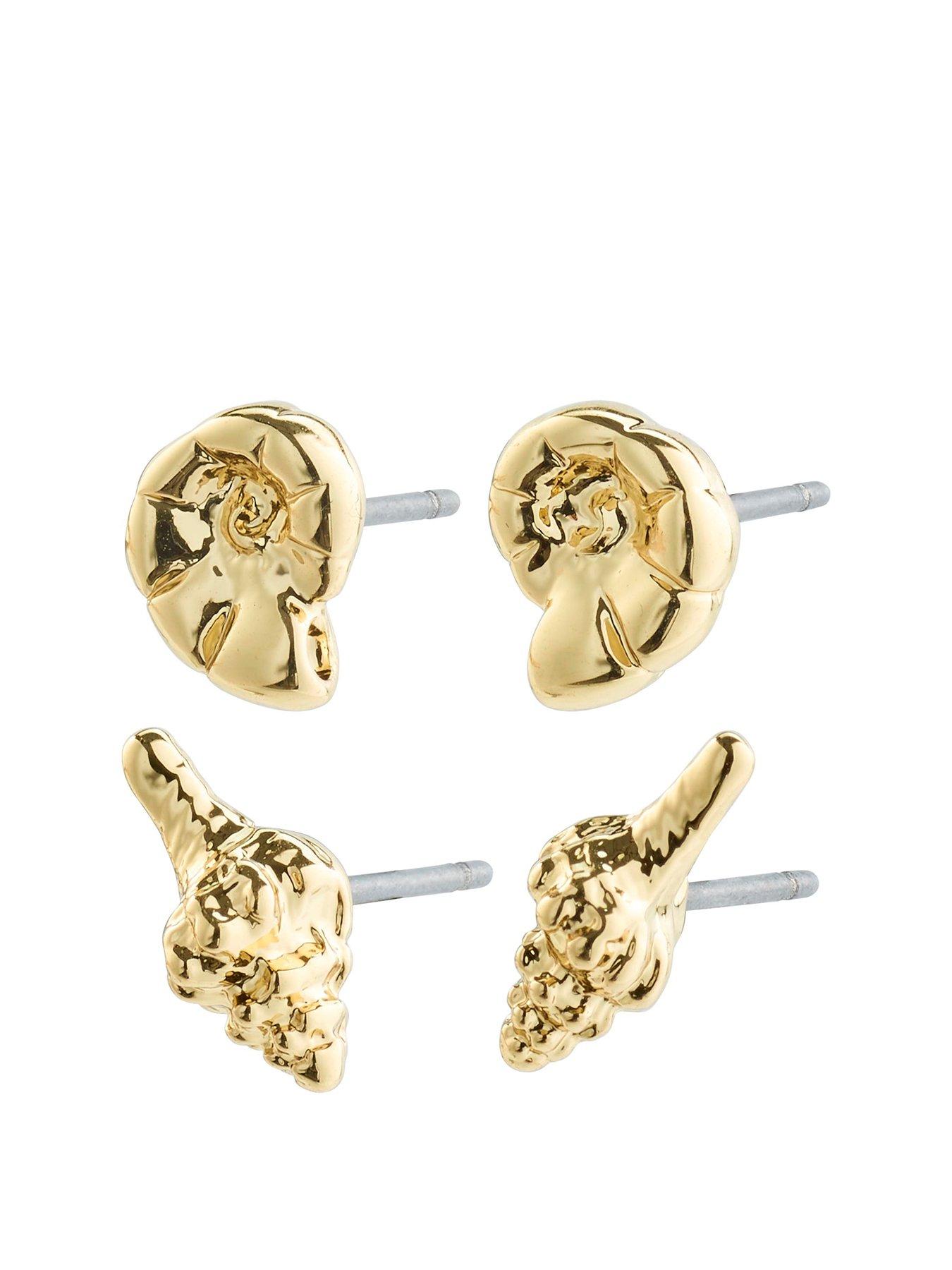 Pilgrim FORCE earrings, 2-in-1 set, gold-plated