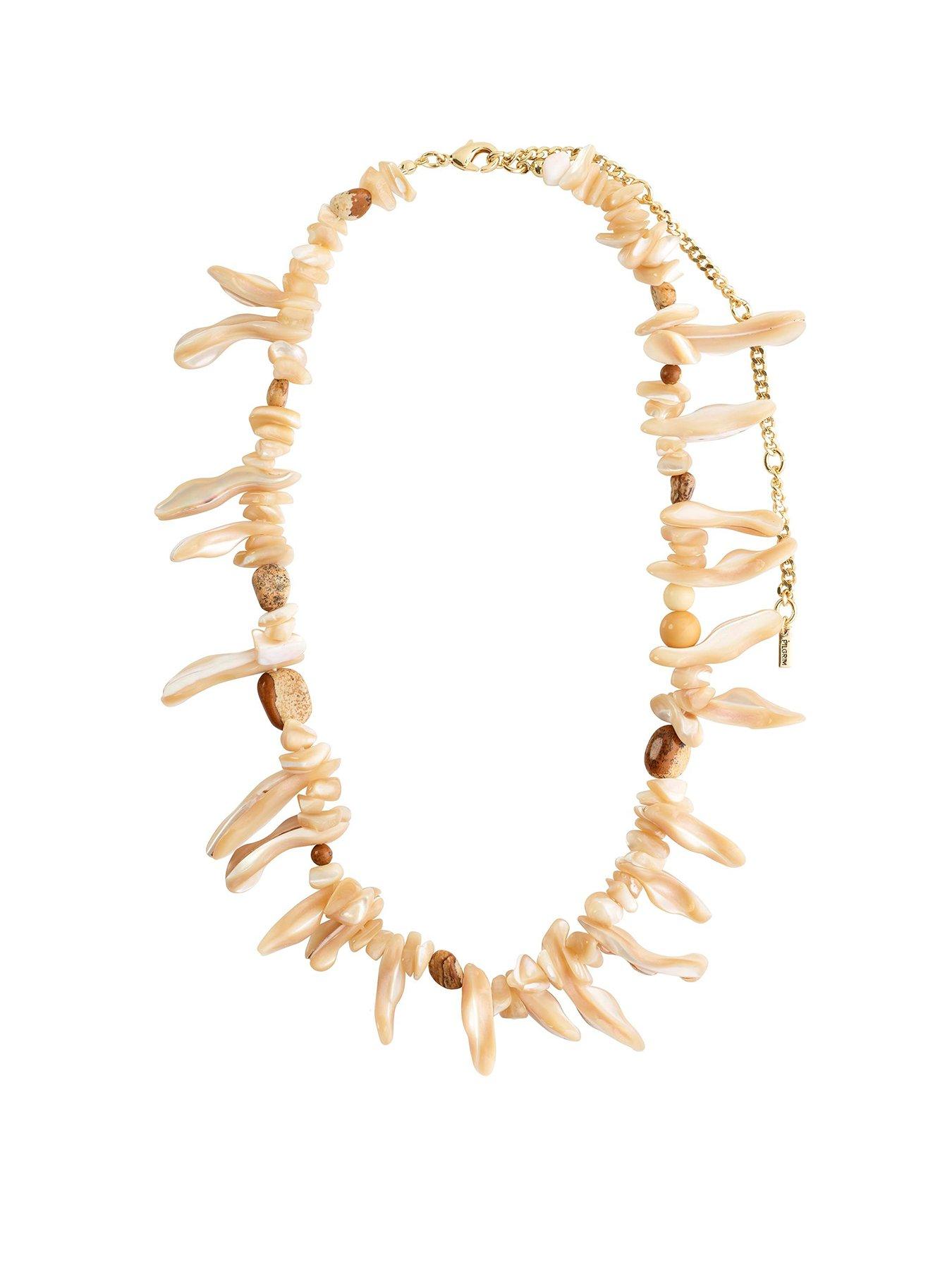 pilgrim-light-seashell-necklace-browngold-plated