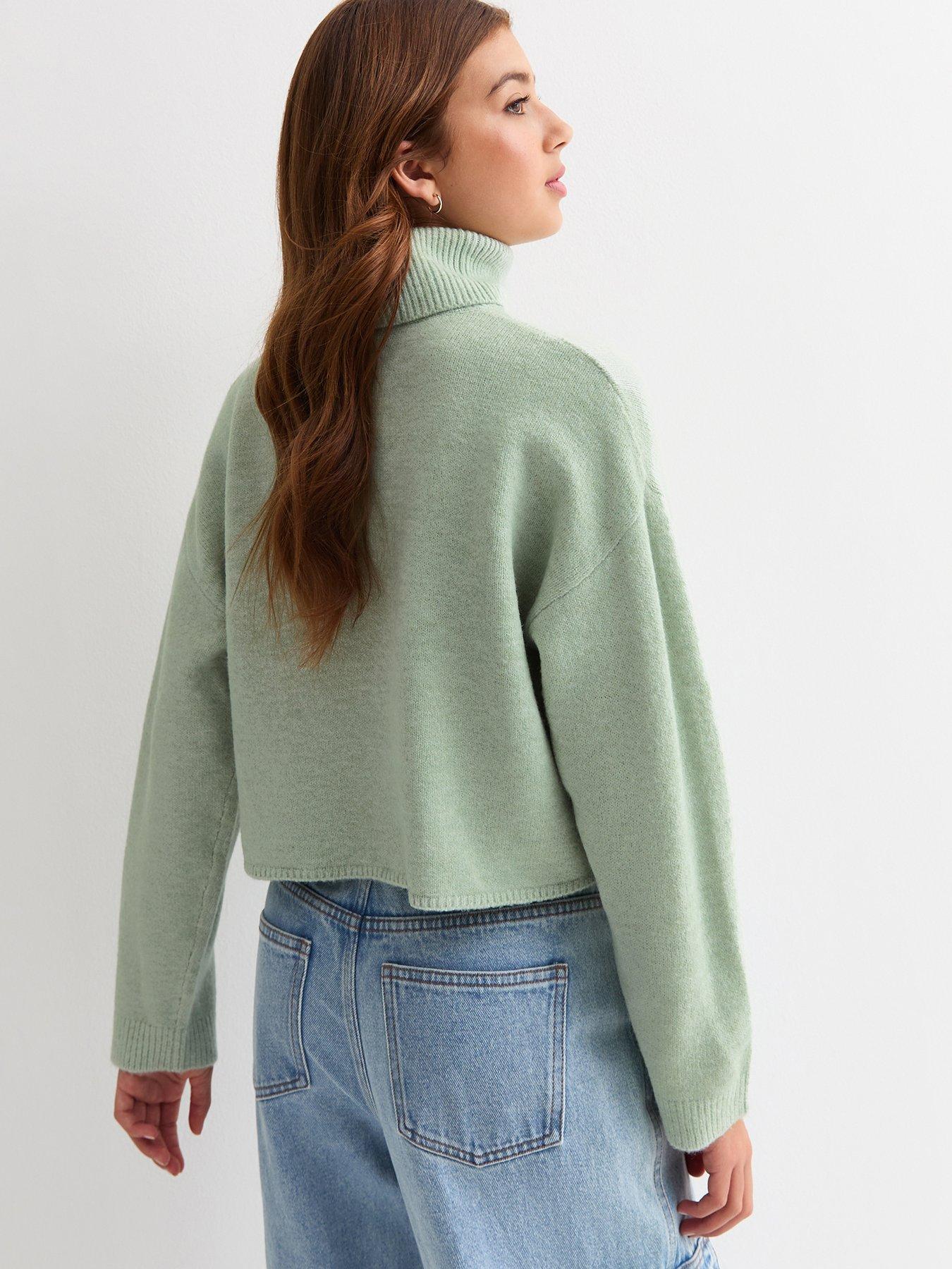 new-look-915-girls-light-green-cropped-roll-neck-jumperback