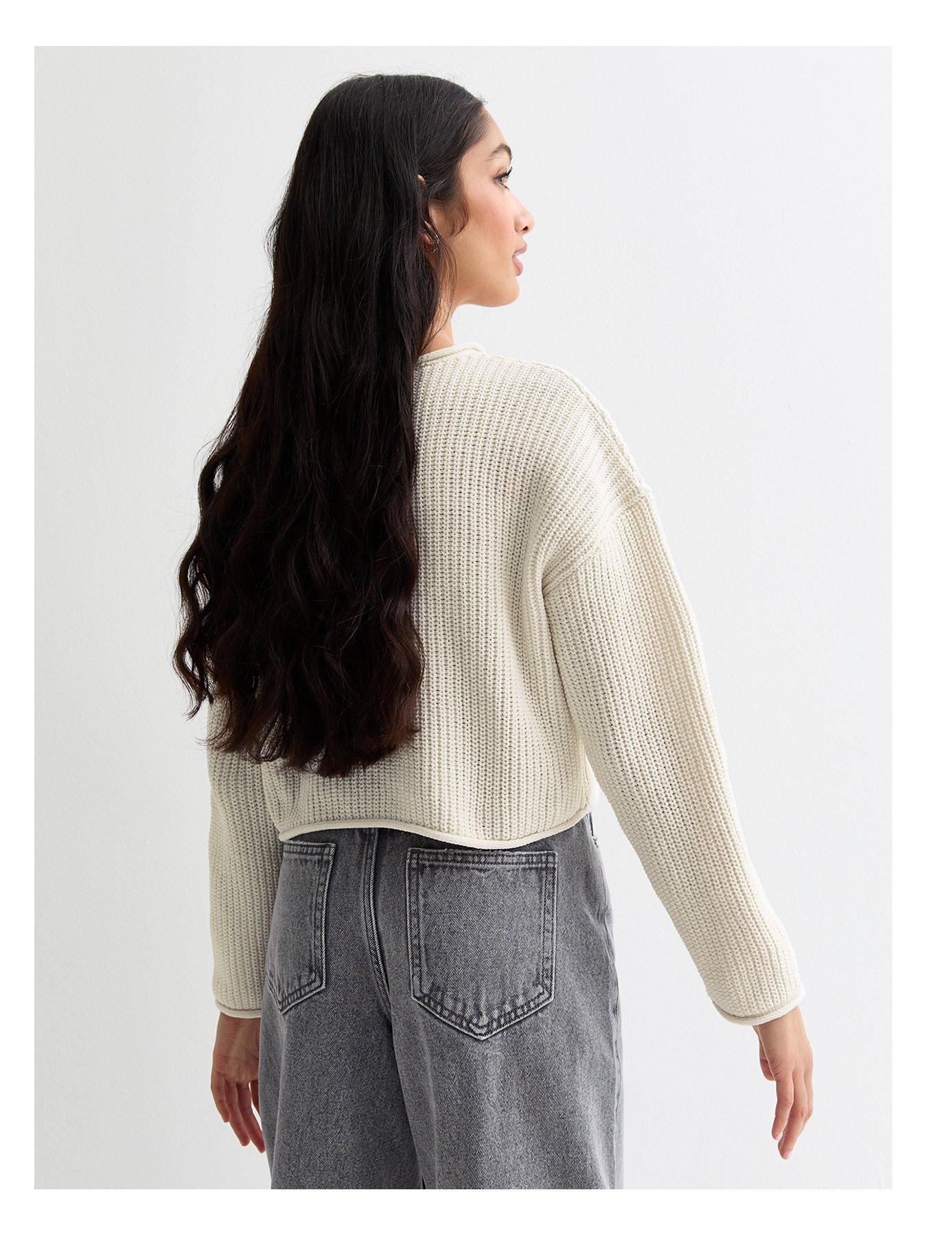 new-look-915-girls-white-chenille-knit-jumperback