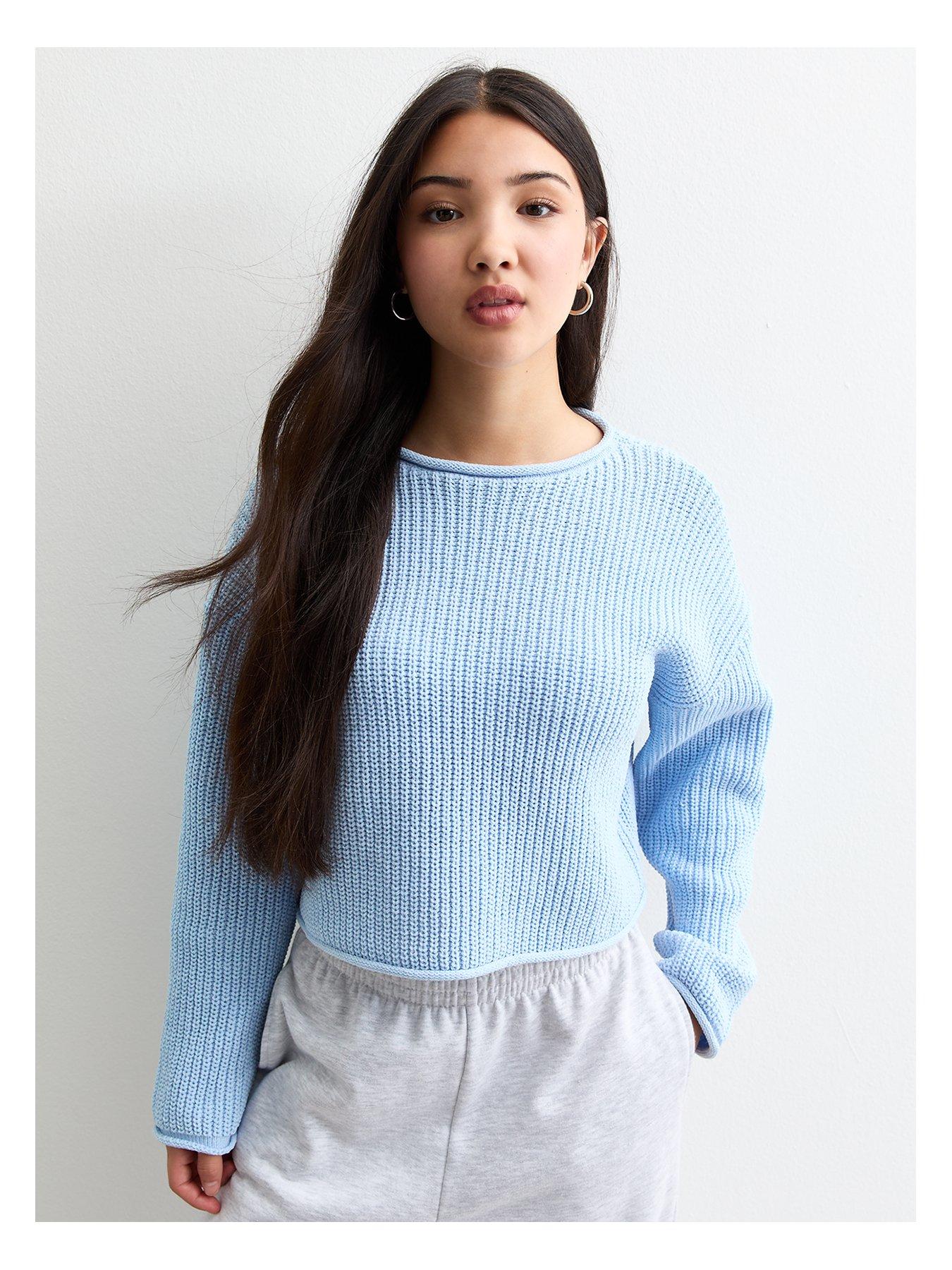 new-look-915-girls-blue-chenille-knit-jumper