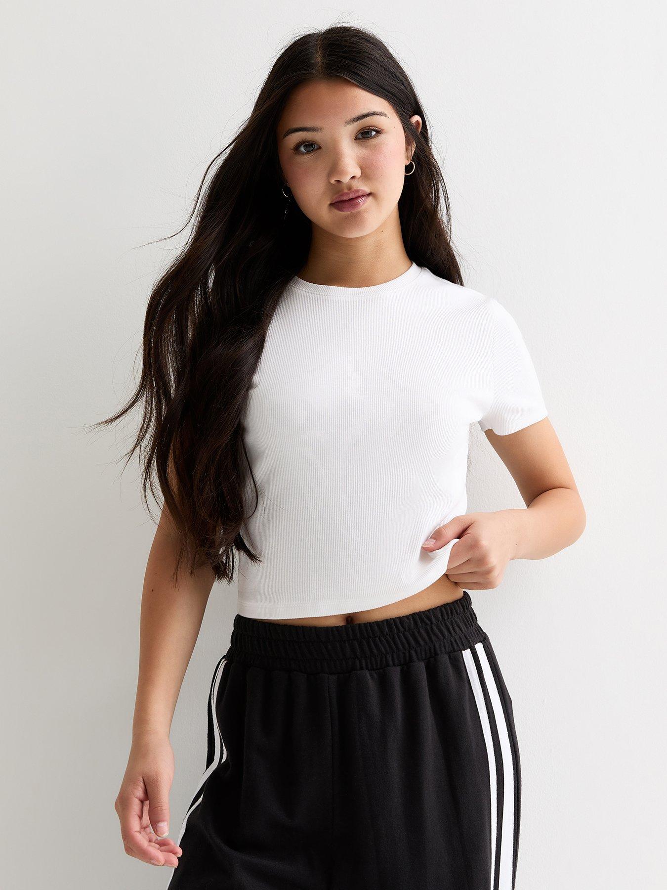 new-look-915-girls-white-ribbed-short-sleeve-mini-t-shirt