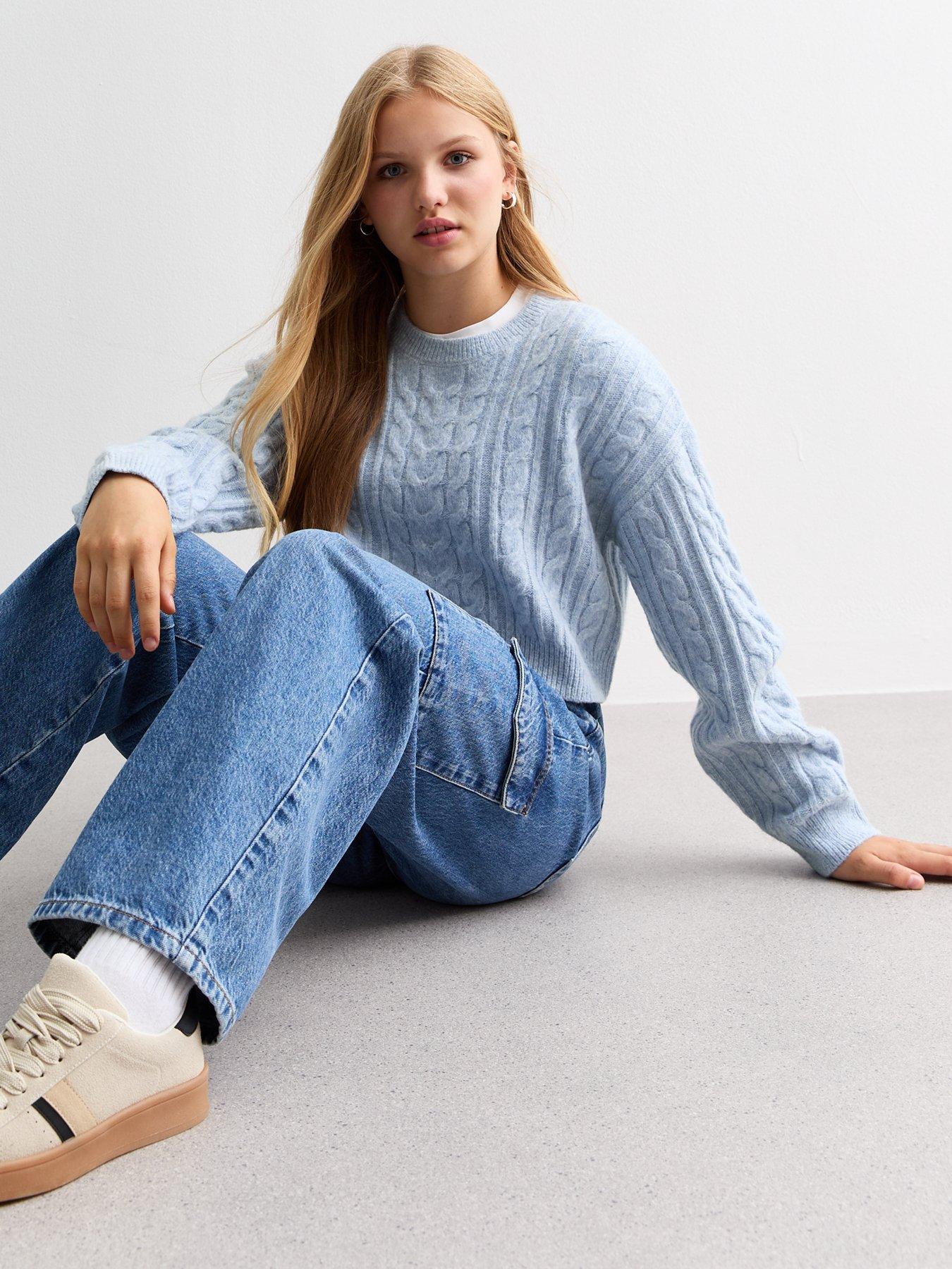 new-look-915-girls-pale-blue-cable-knit-crop-jumperstillFront