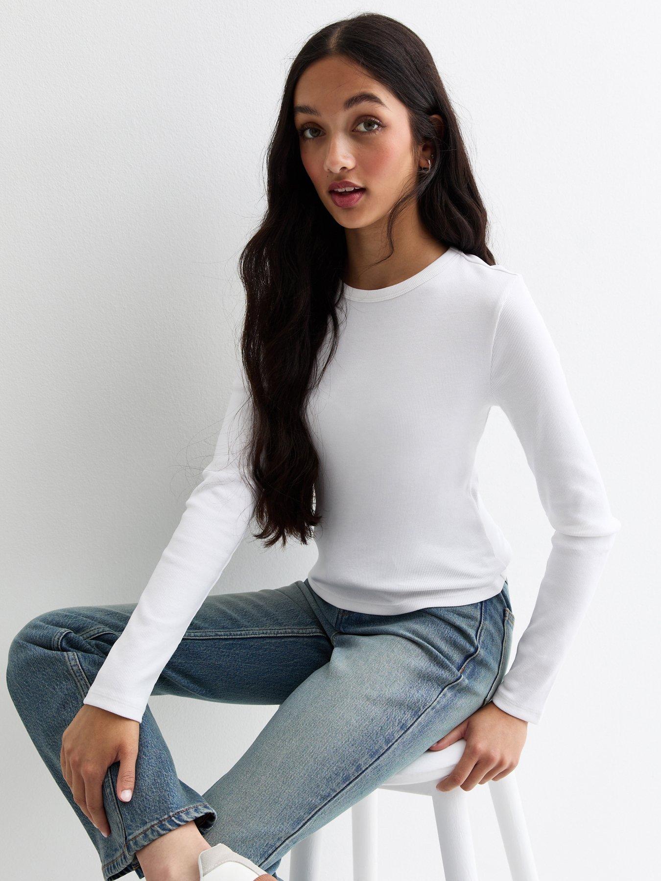 new-look-915-girls-long-sleeve-baby-tee-white