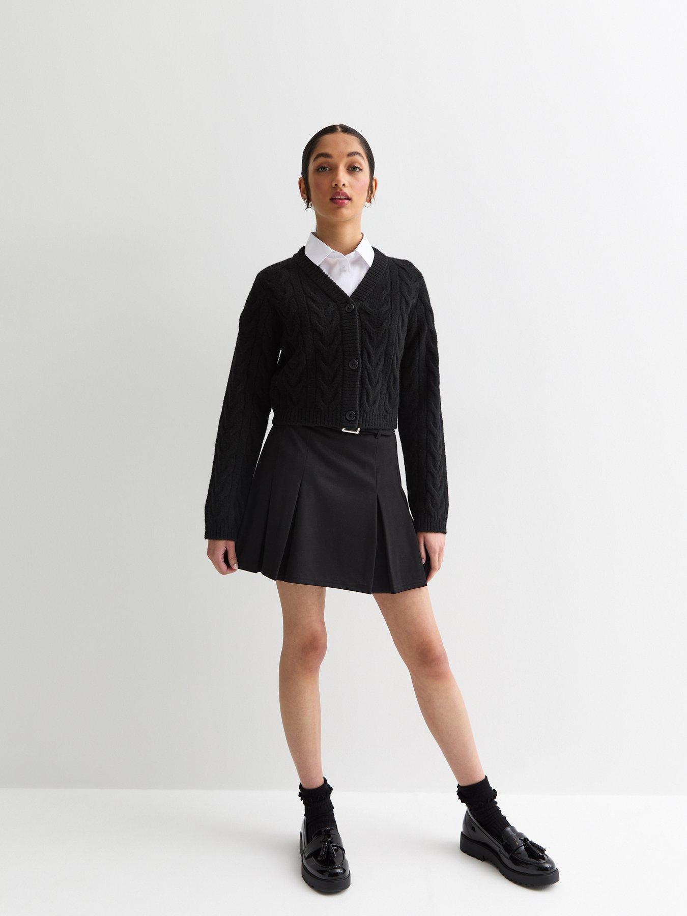 new-look-915-girls-black-cable-knit-school-cardiganstillFront