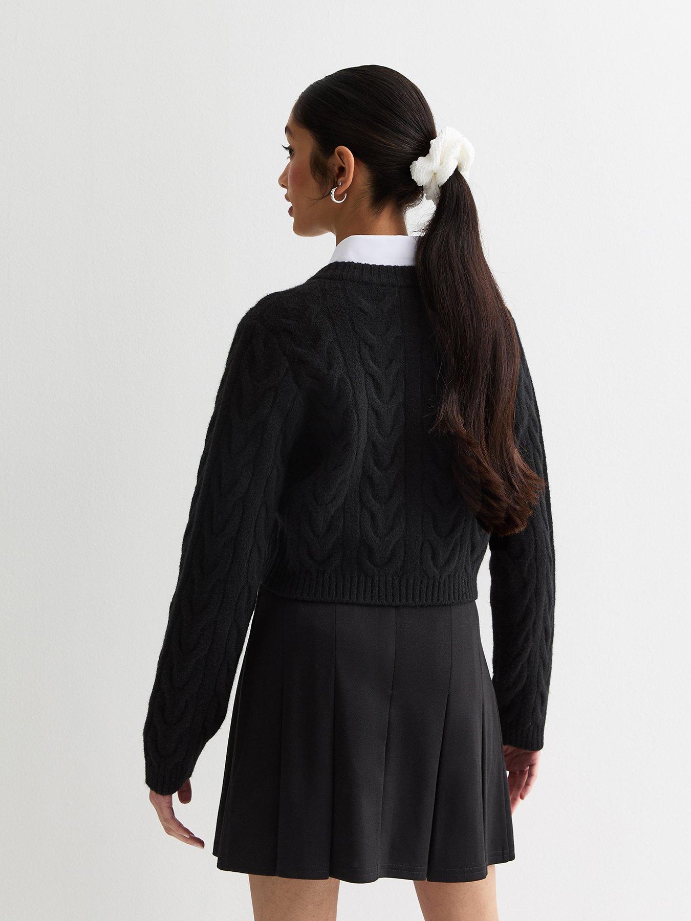 new-look-915-girls-black-cable-knit-school-cardiganback