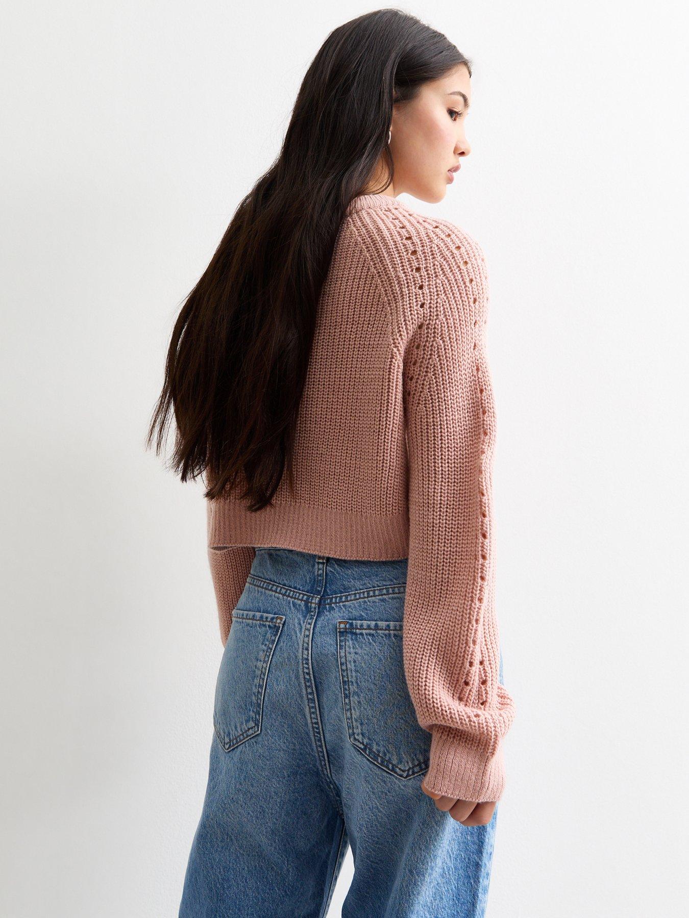 new-look-915-girls-pale-pink-hole-detail-crew-neck-crop-jumperstillFront