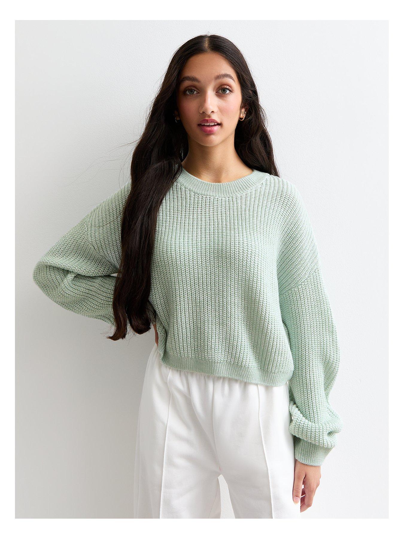 new-look-915-girls-green-twist-yarn-knitted-jumper