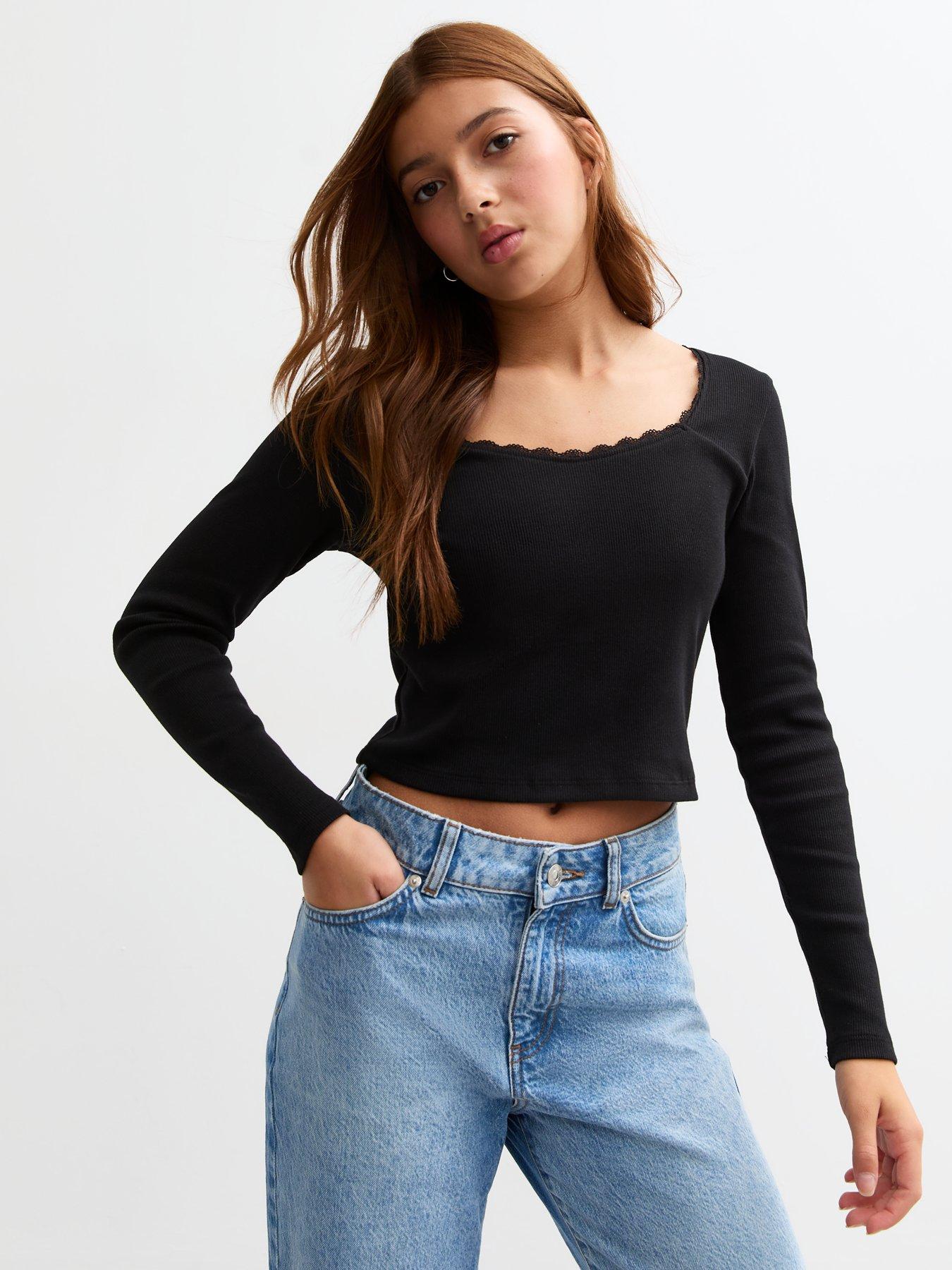 new-look-915-girls-black-scoop-neck-ribbed-jersey-topfront