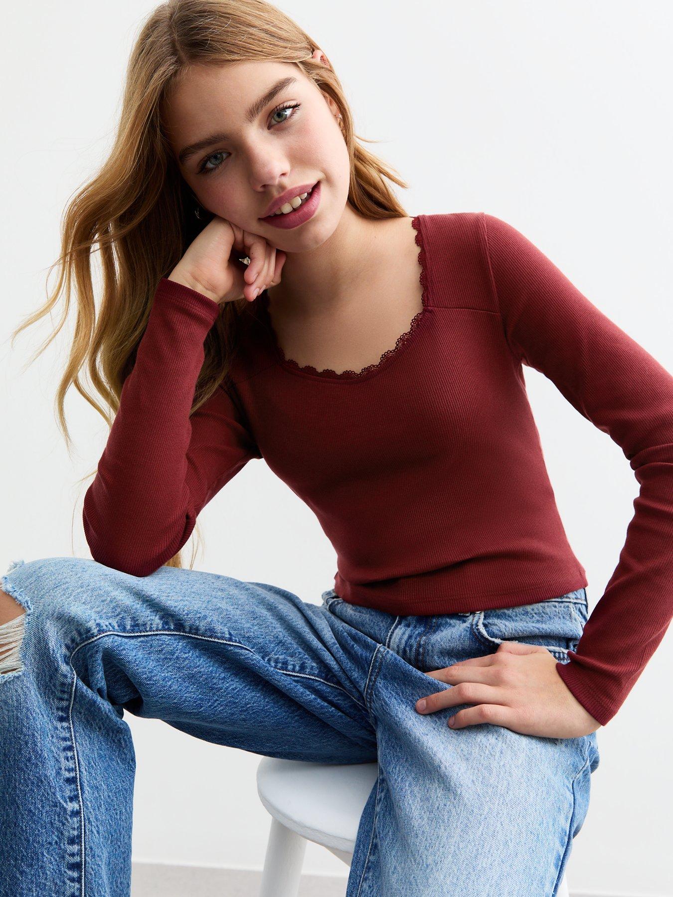 new-look-915-girls-burgundy-scoop-neck-ribbed-jersey-topdetail