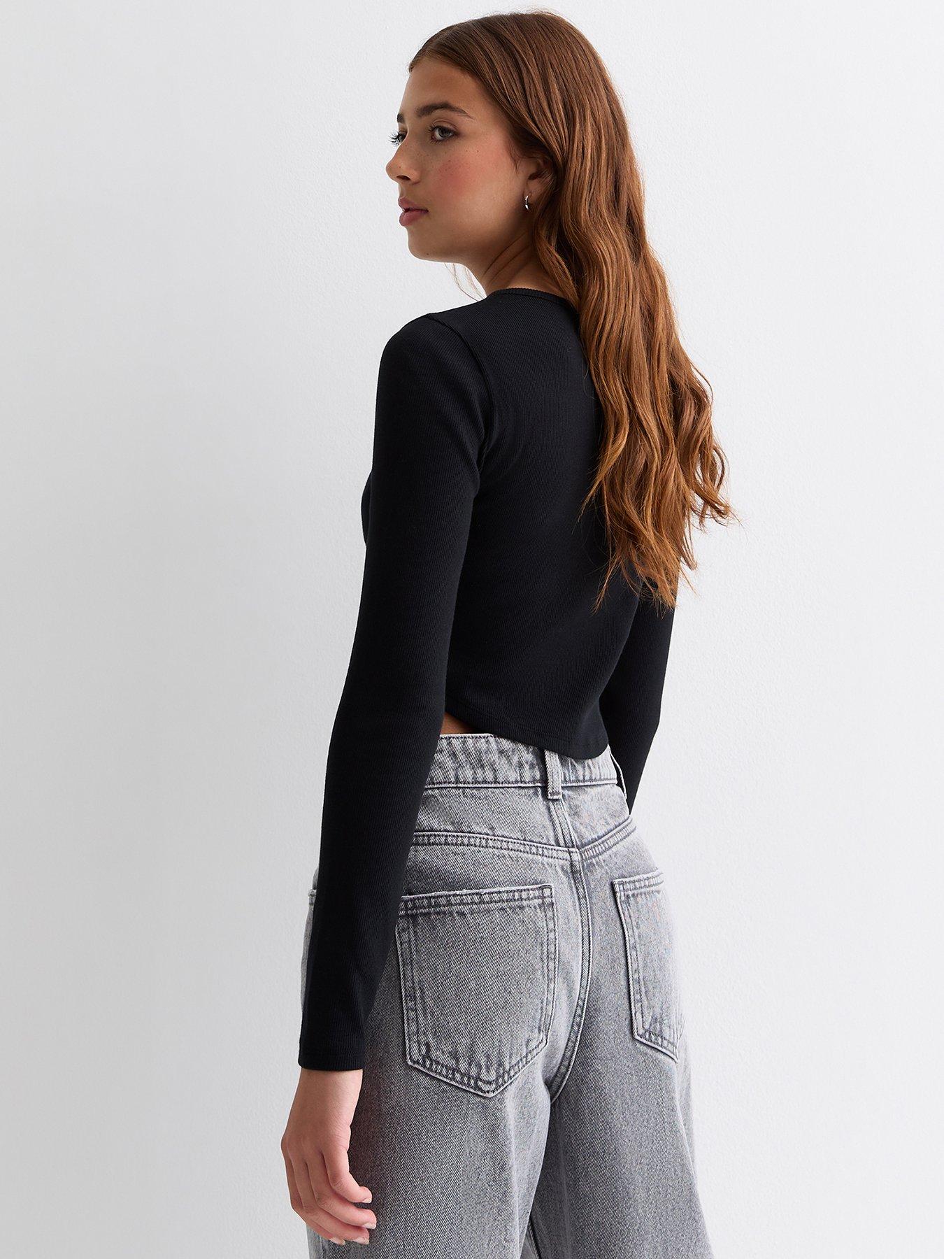 new-look-915-girls-black-rib-buttoned-cropped-t-shirtback