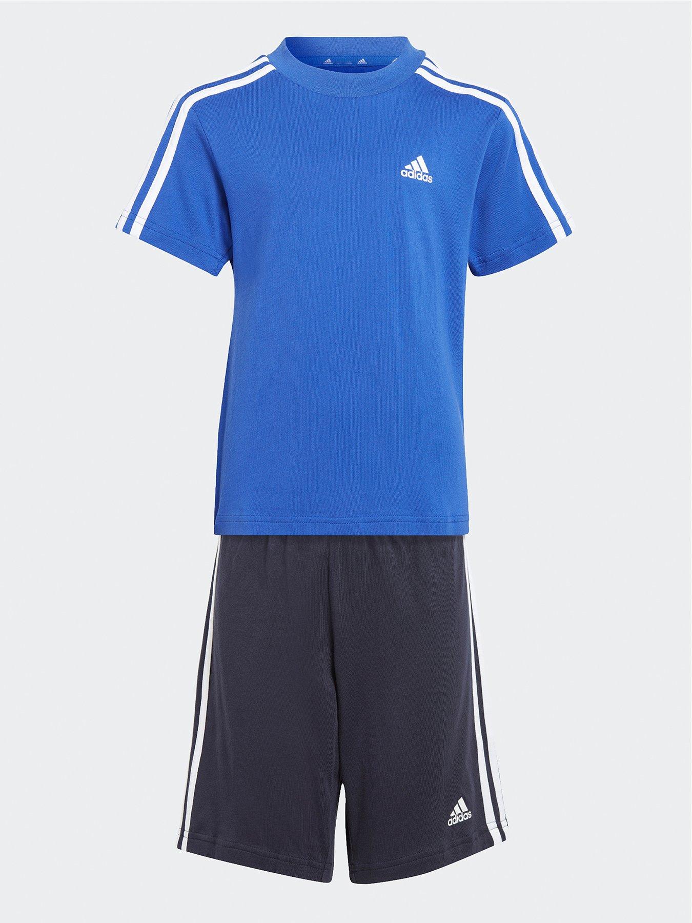 adidas-sportswear-junior-unisex-essentials-3-stripe-t-shirt-bluefront