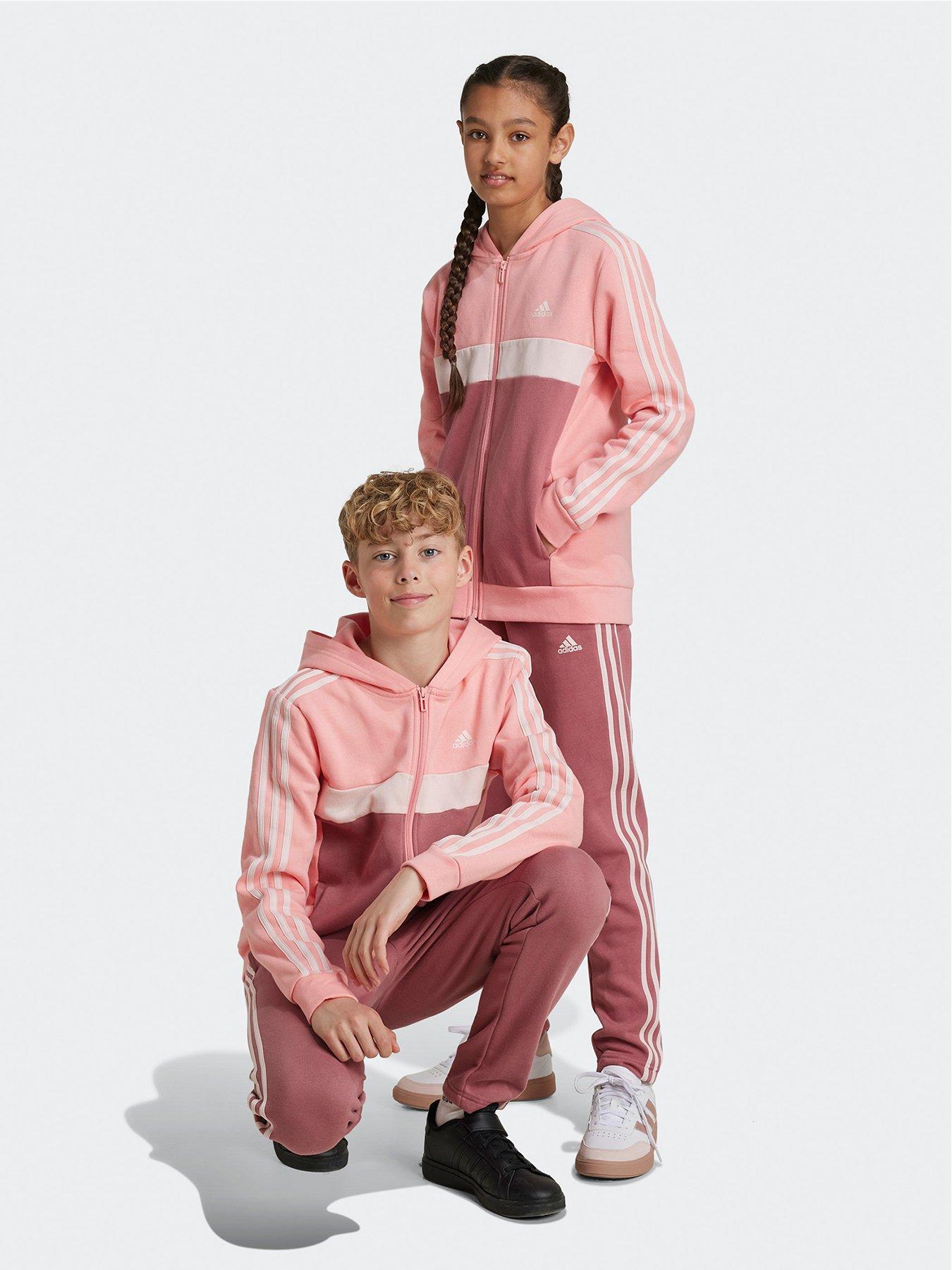 Adidas girls pink tracksuit best sale