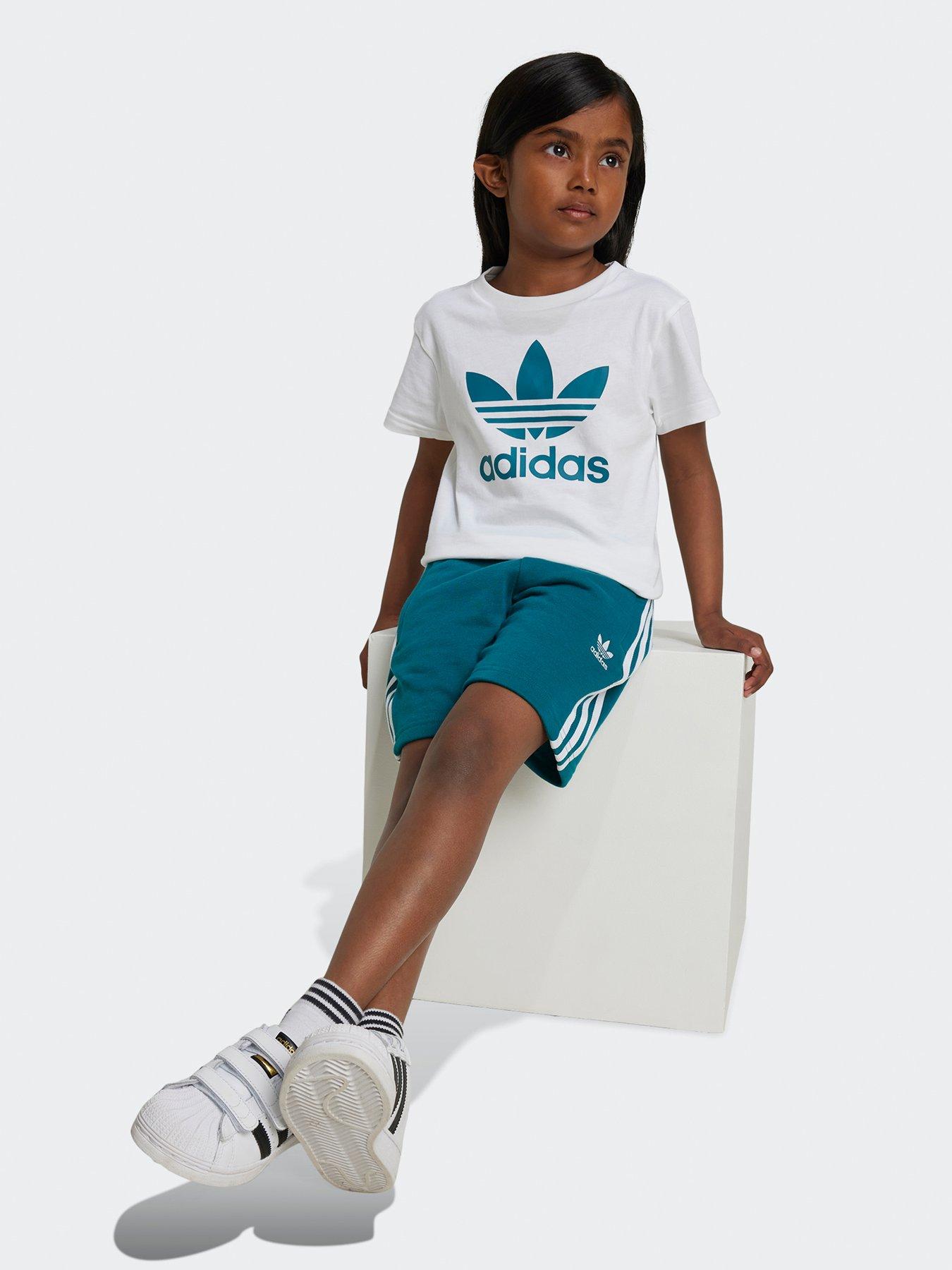 adidas-originals-unisex-kids-short-tee-set-greenwhitestillFront